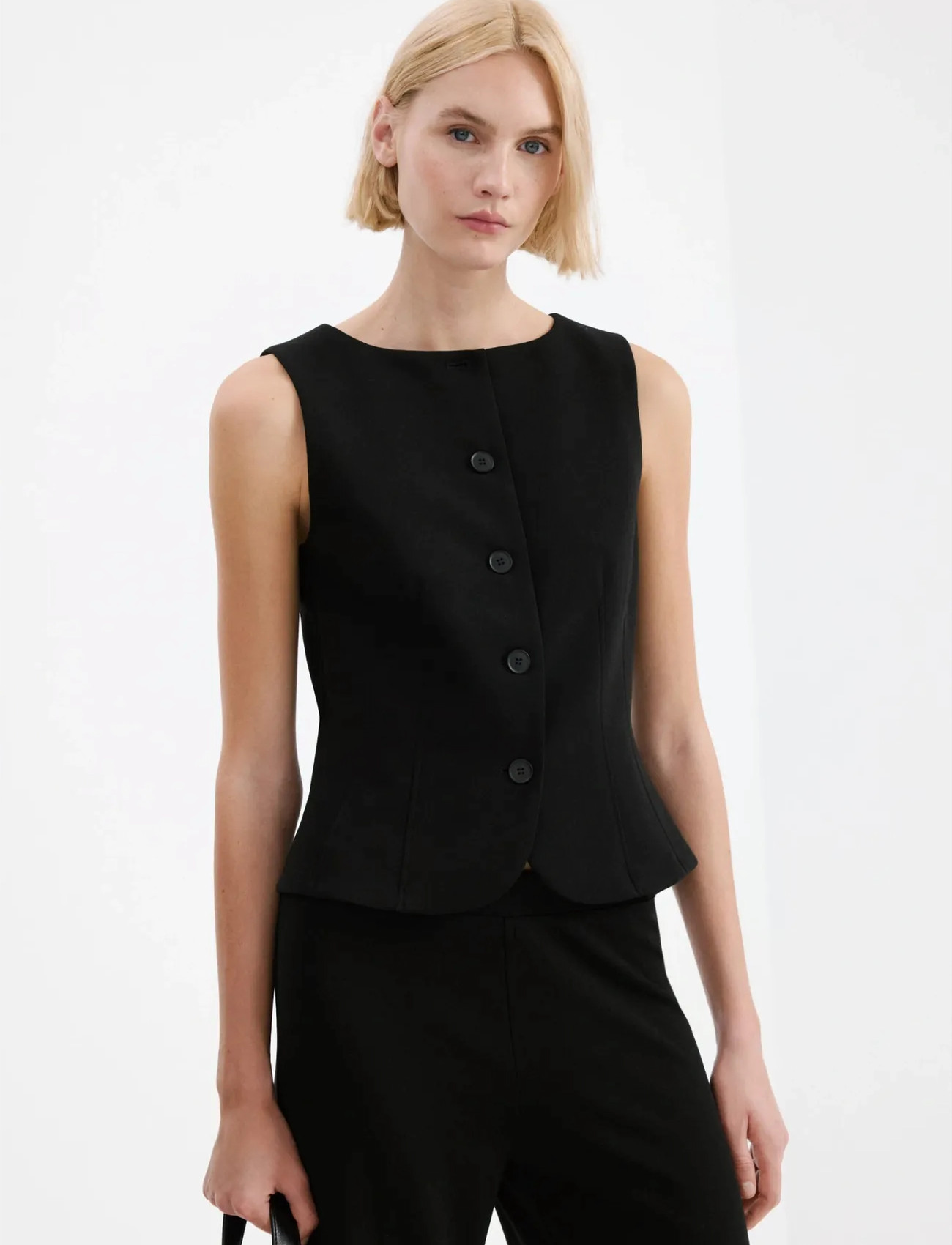 Mango Suit Waistcoat With Buttons, L, Black, Veste > Strikkede Veste, Dame