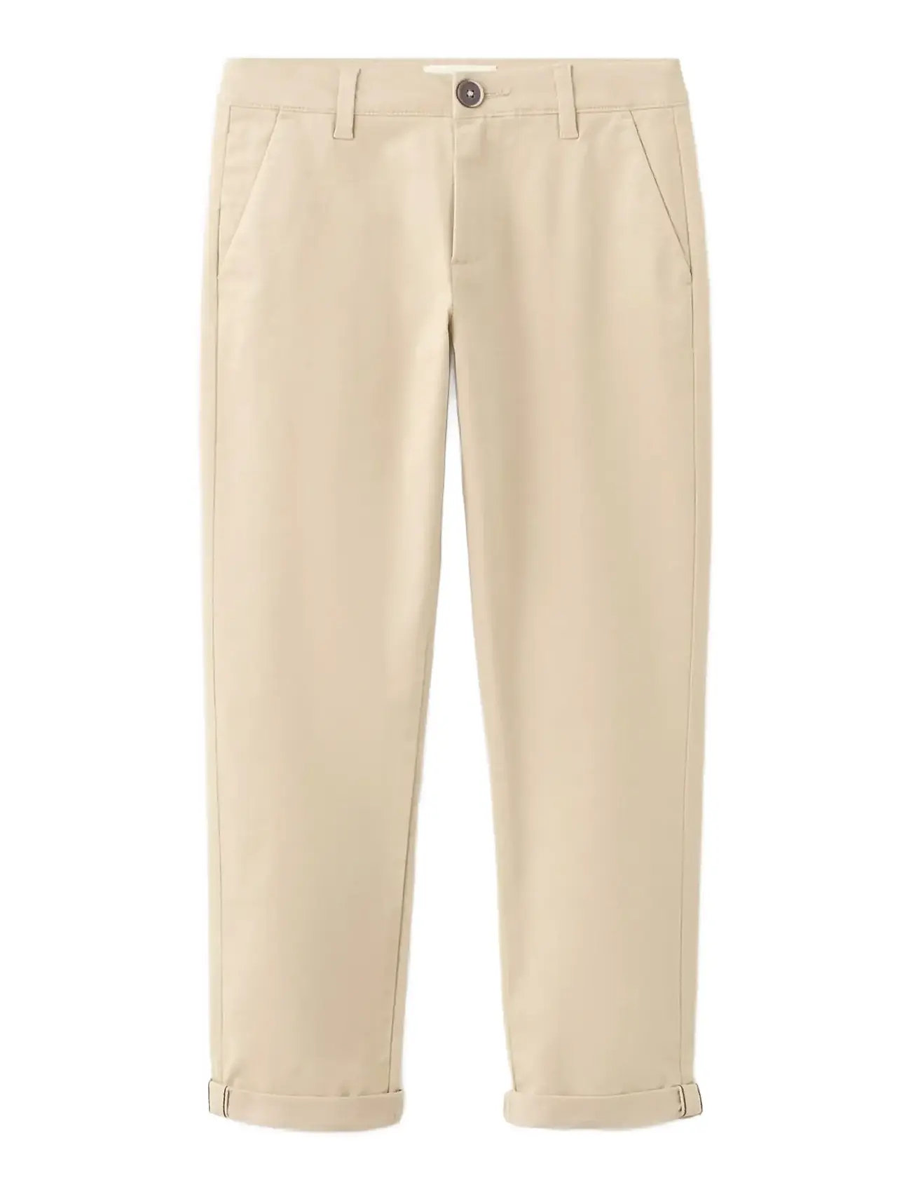 Mango Chino Trousers With Turn-Up Hem, 10, Cream, Underdele > Chinos, Børn