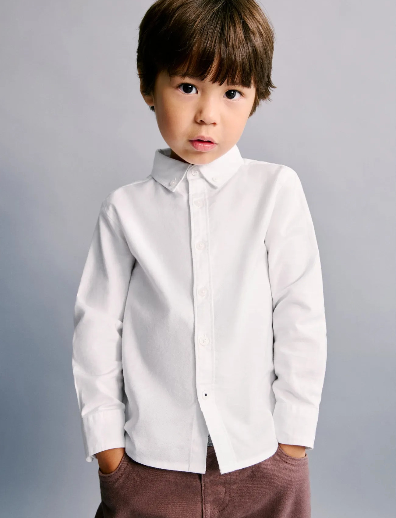 Mango Oxford Cotton Shirt, 18-24M, White, Skjorter > Langærmede Shirts, Børn