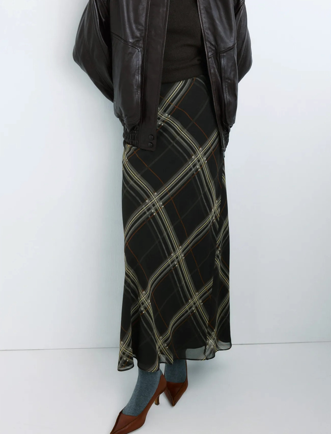 Mango Checked Long Skirt, XL, Multi/patterned, Nederdele > Maxi Nederdele, Dame