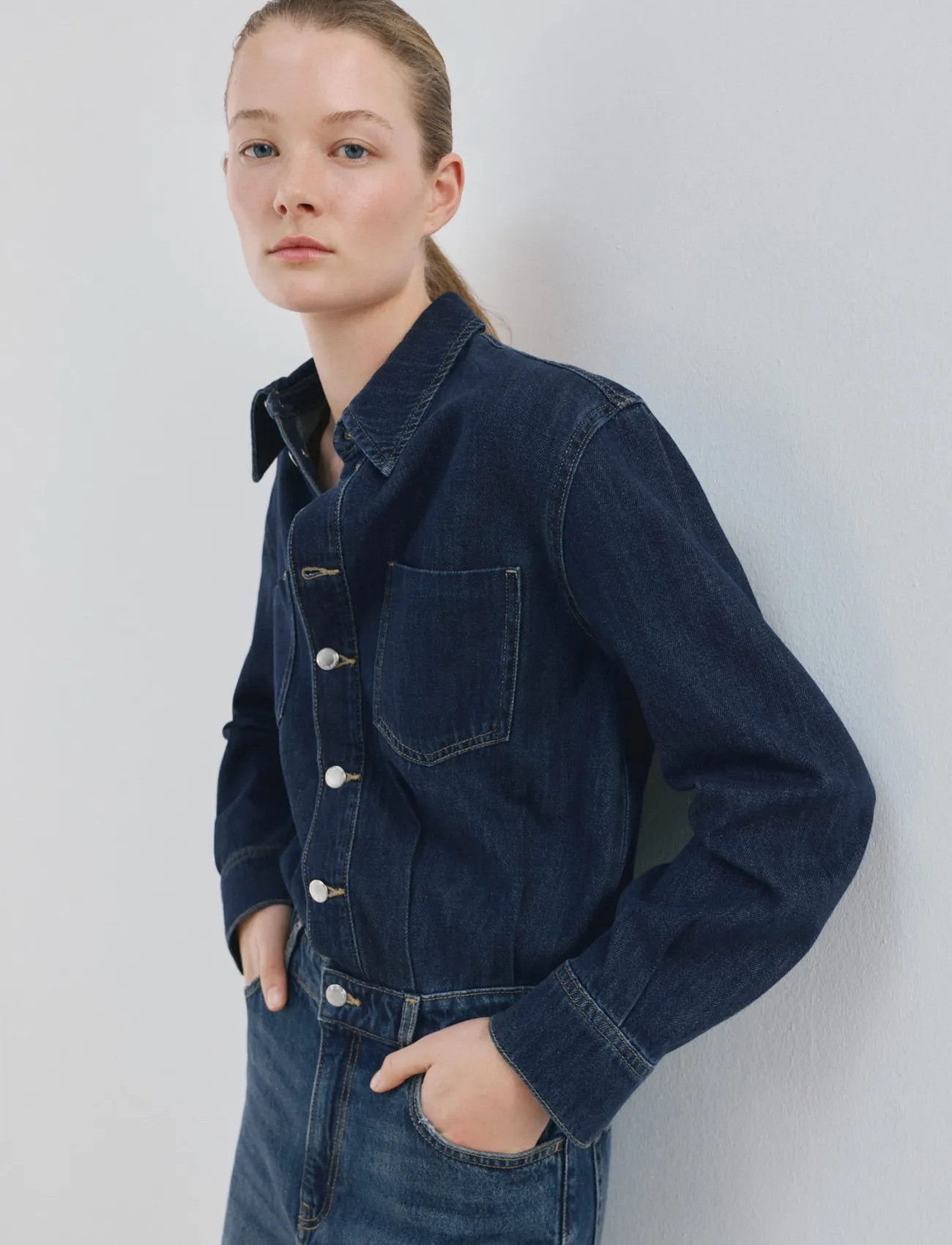 Mango Buttons Denim Jumpsuit