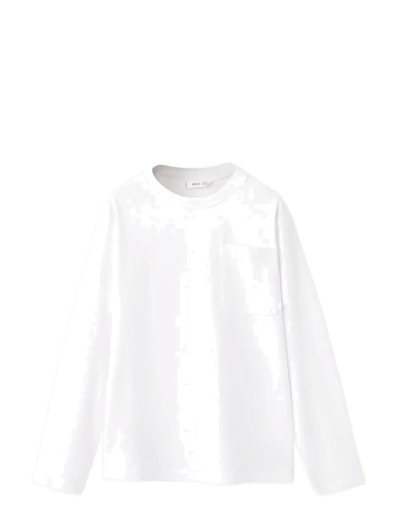 Mango Long-Sleeved T-Shirt With Pocket, 13-14, White, T-Shirts > Langærmede T-shirts, Børn