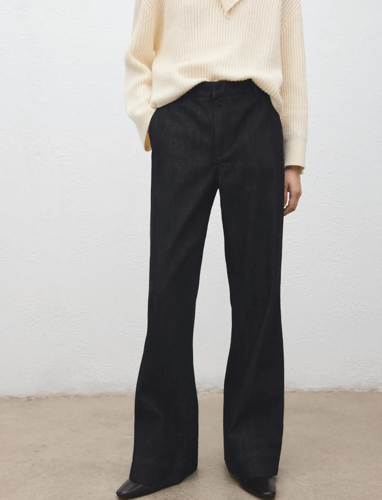 Mango Wide Leg Denim Trousers, 44, Blue, Bukser > Brede Ben, Dame