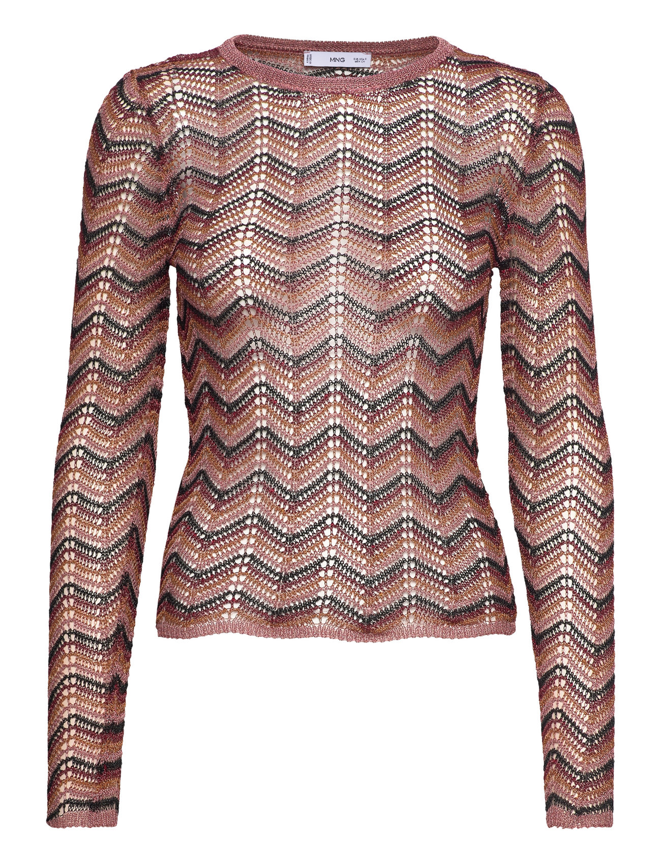 MANGO Openwork Lurex Pullover Coral - S - Damen