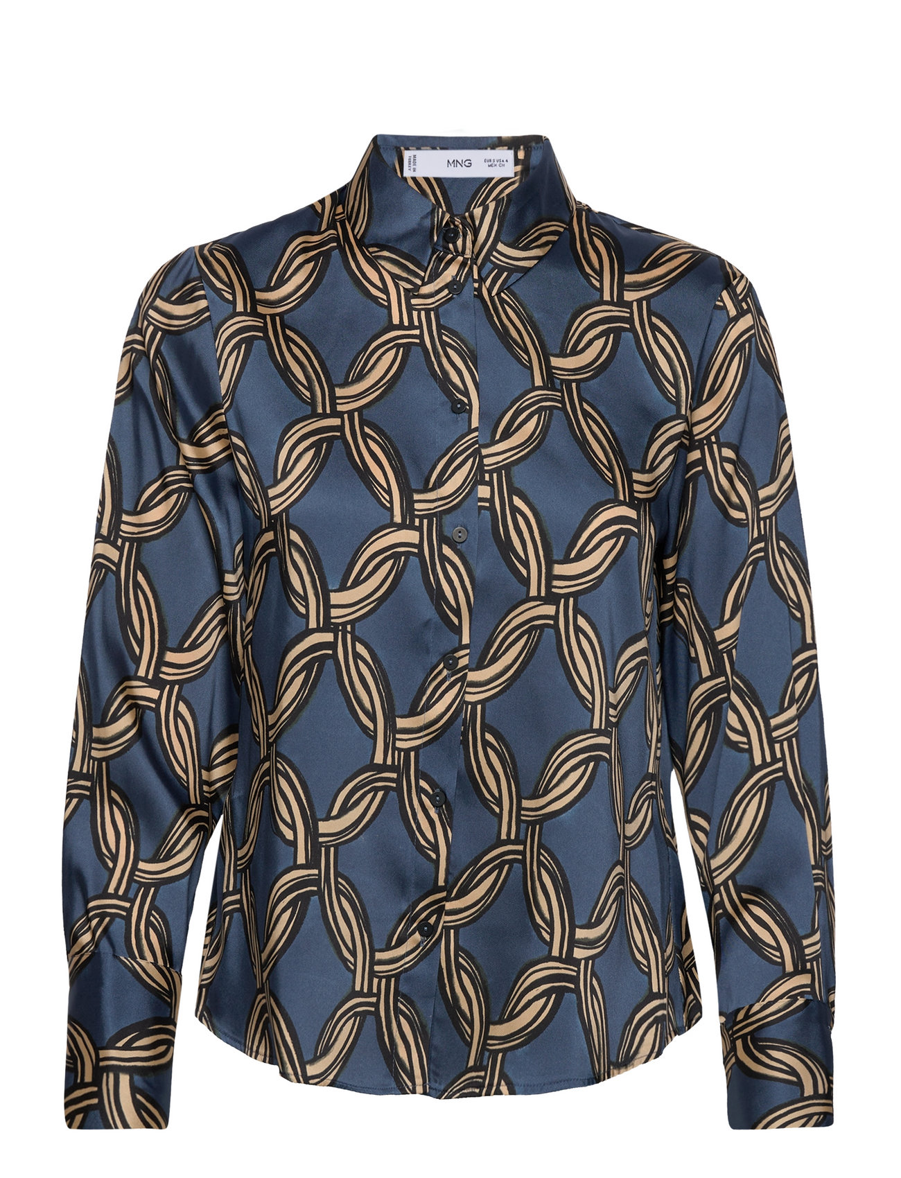 Satin Print Blouse Blue Mango