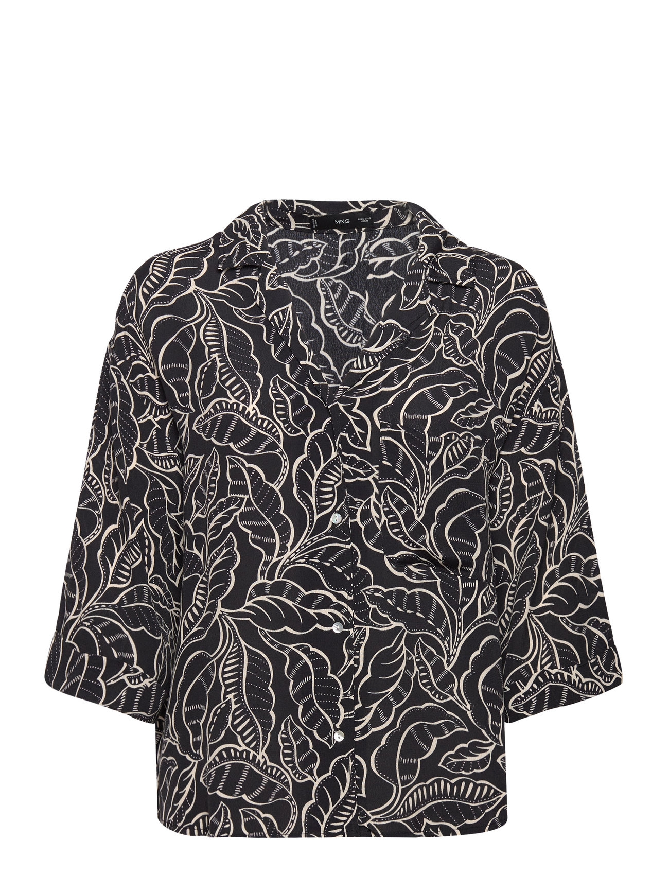 Floral Short-Sleeved T-Shirt Black Mango