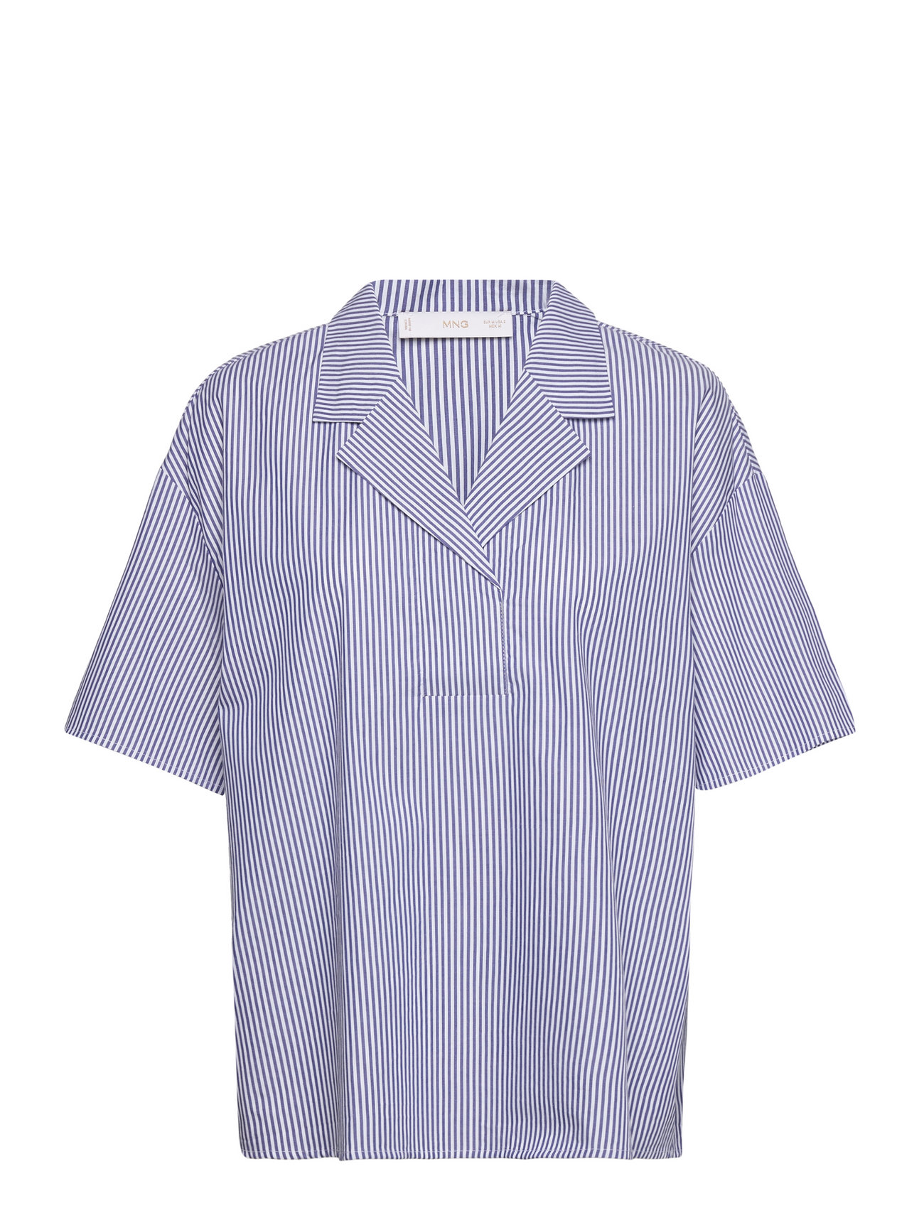 Short Sleeve Striped Shirt Blue Mango