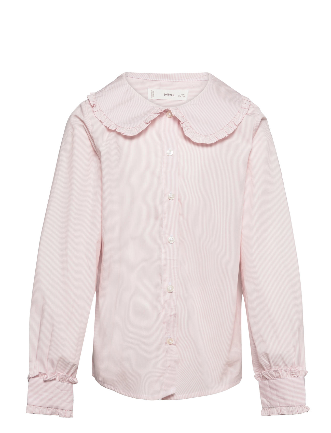 Double Baby-Collar Shirt Tops Shirts Long-sleeved Shirts Pink Mango