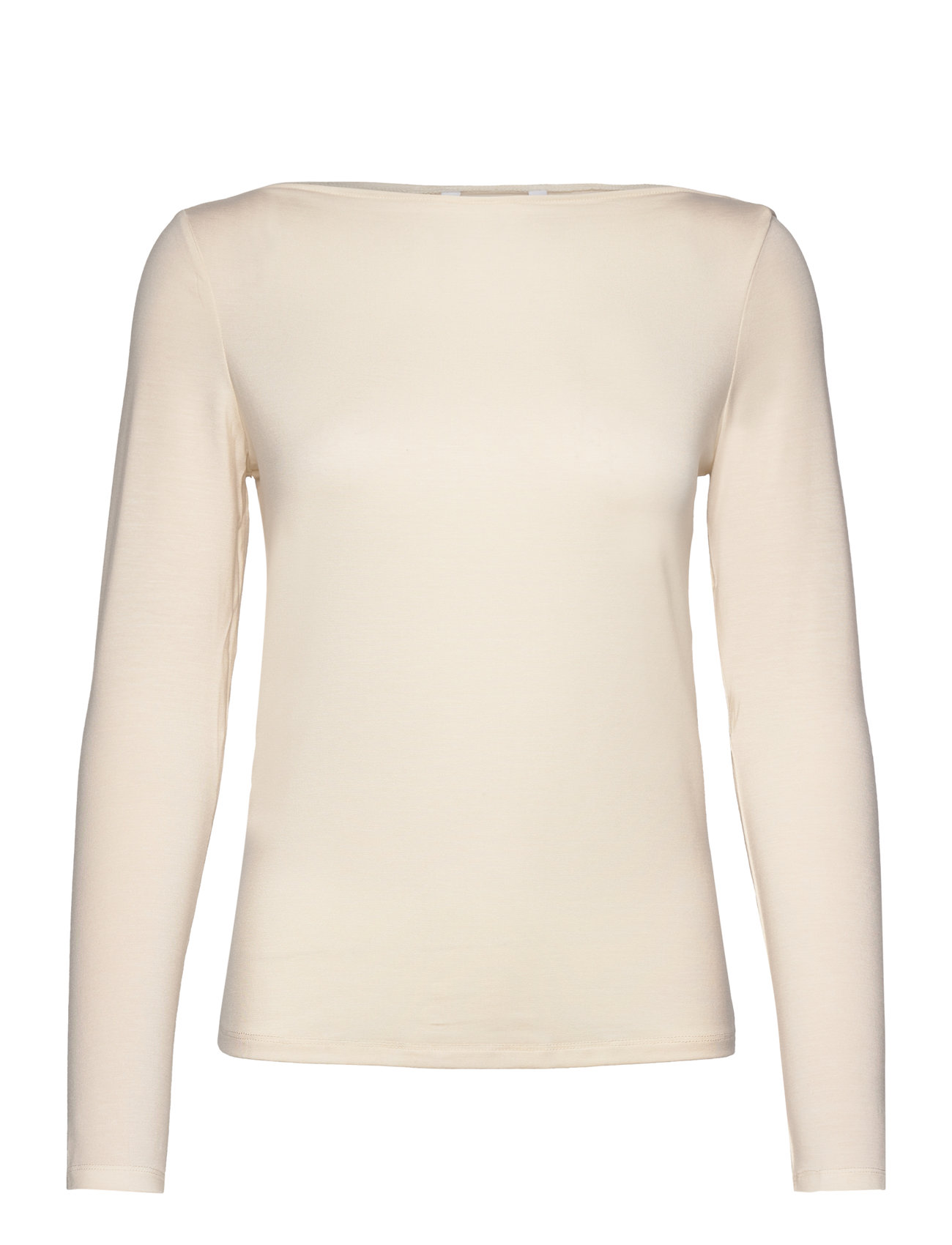 Boat-Neck Lyocell T-Shirt Cream Mango