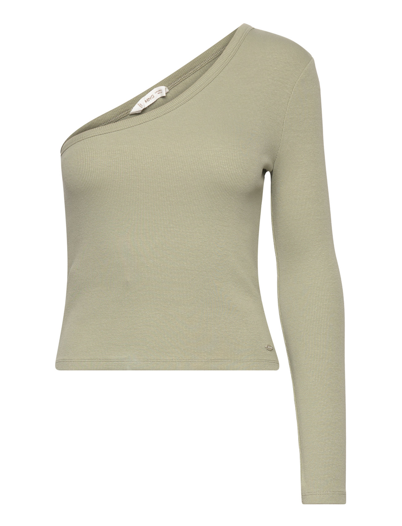 Asymmetric Cotton T-Shirt Tops T-shirts & Tops Long-sleeved Green Mango