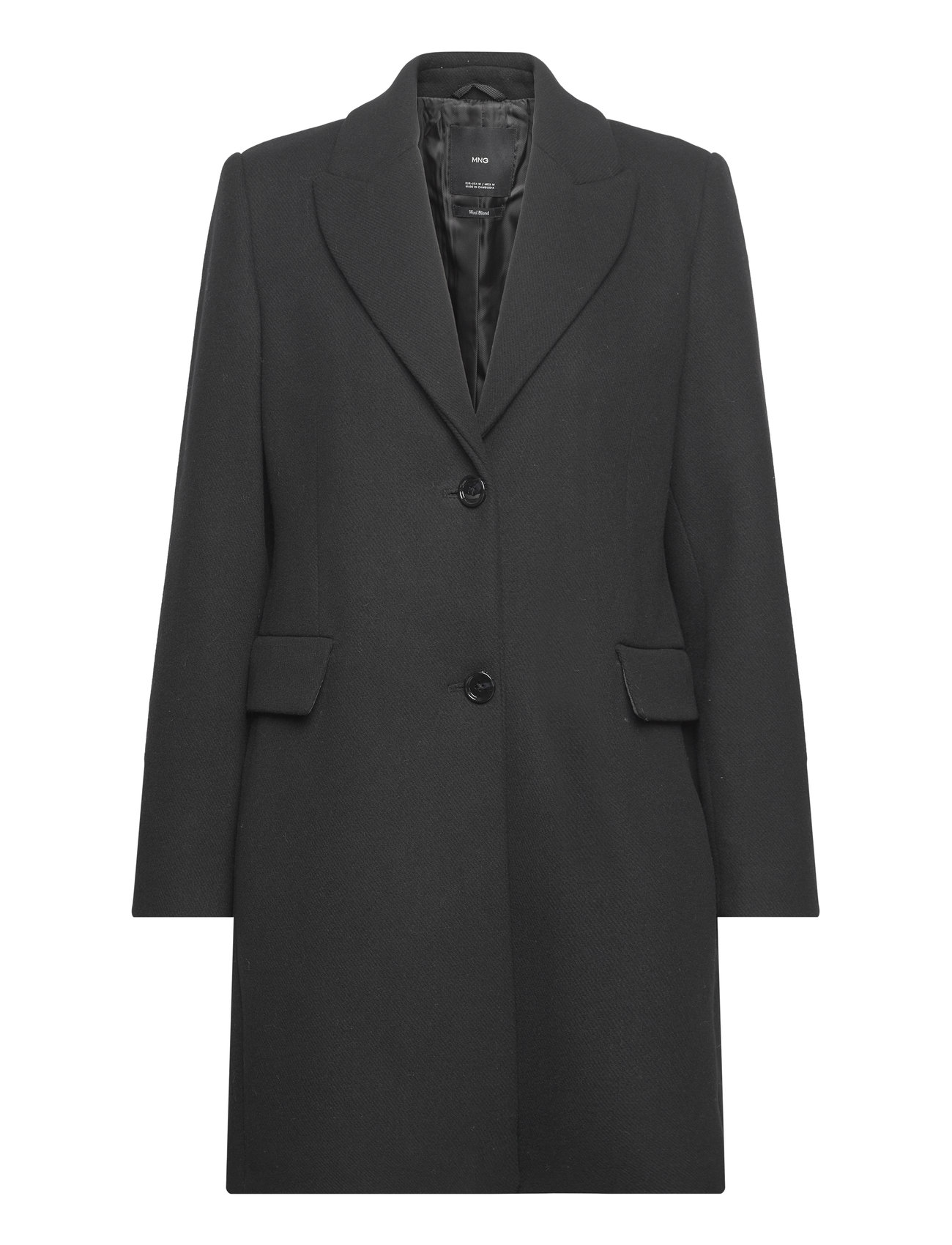 MANGO Lapelled Straight-Cut Mantel Schwarz - XS - Damen