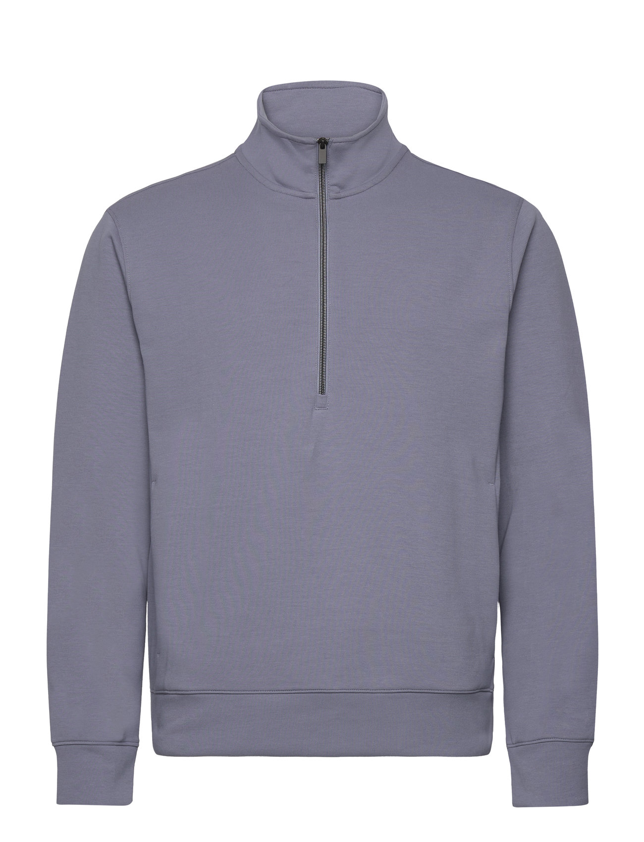 Breathable Zip-Neck Sweatshirt Tops Sweatshirts & Hoodies Sweatshirts Blue Mango