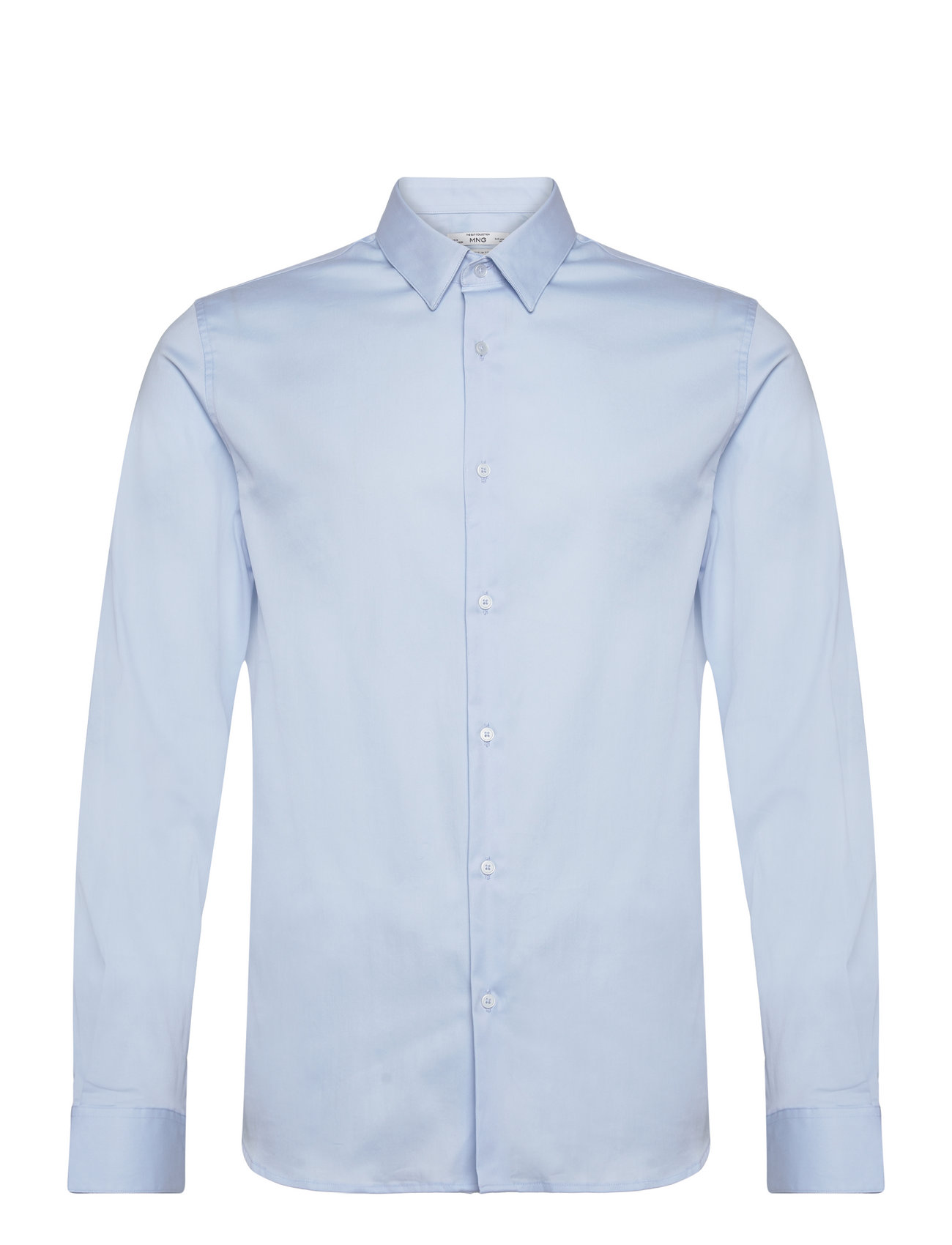 Super Slim-Fit Poplin Suit Shirt Tops Shirts Business Blue Mango