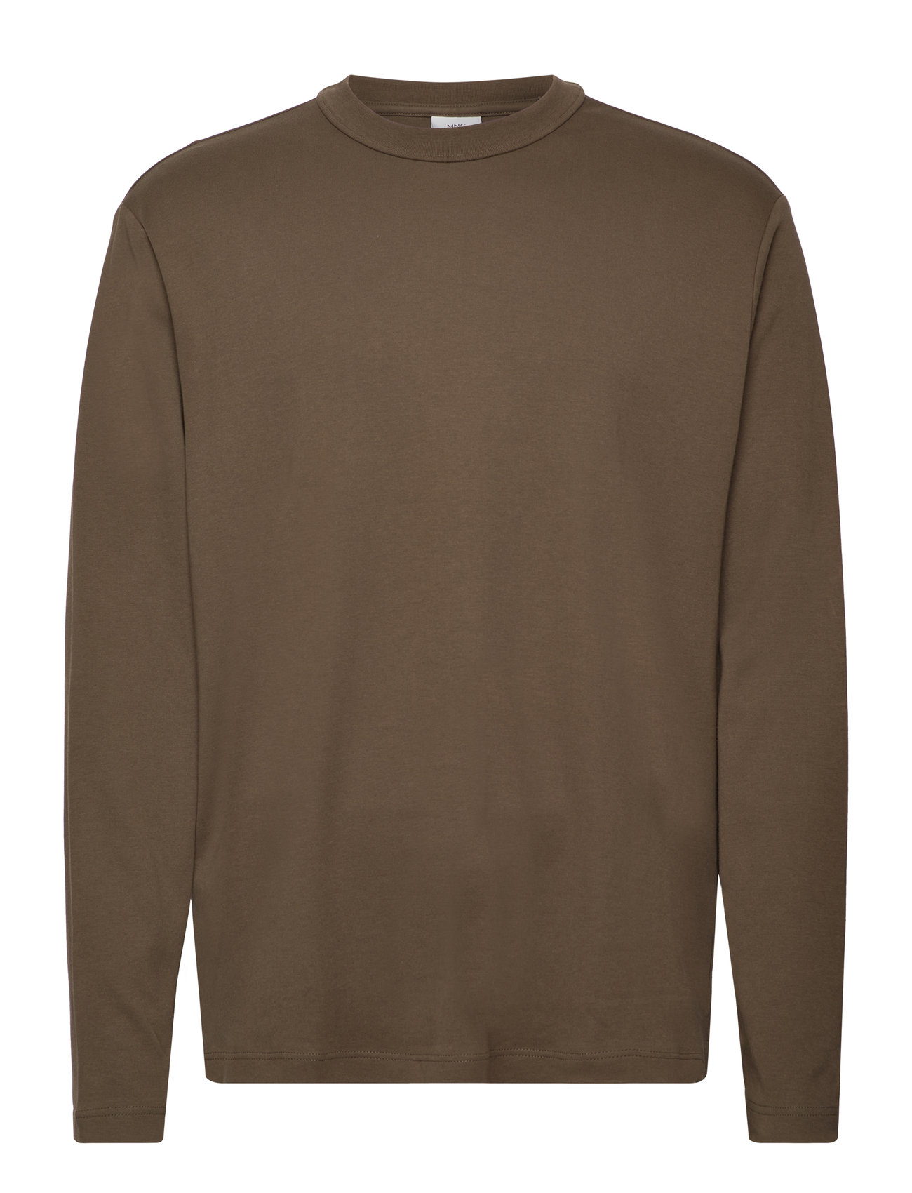 100% Cotton Long-Sleeved T-Shirt Tops T-Langærmet Skjorte Khaki Green Mango