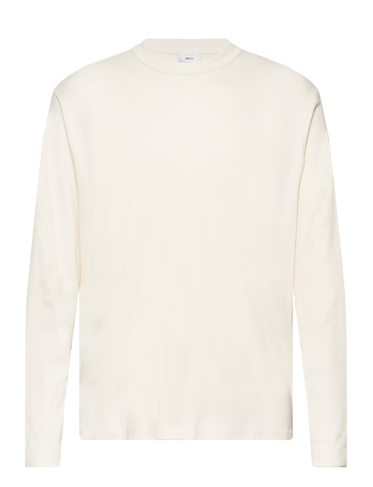 100% Cotton Long-Sleeved T-Shirt Tops T-Langærmet Skjorte Cream Mango