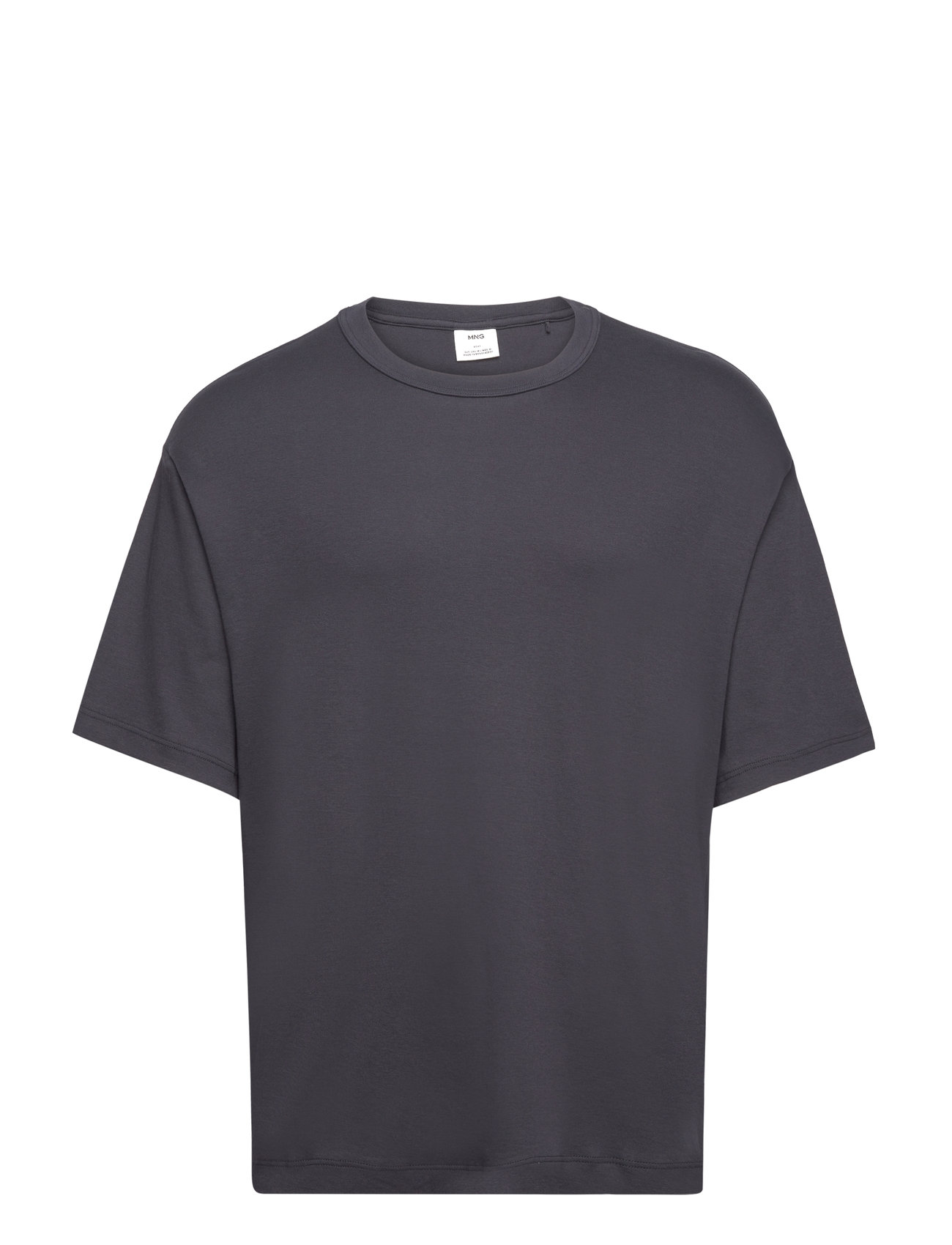 100% Cotton Relaxed-Fit T-Shirt Tops T-Kortærmet Skjorte Navy Mango