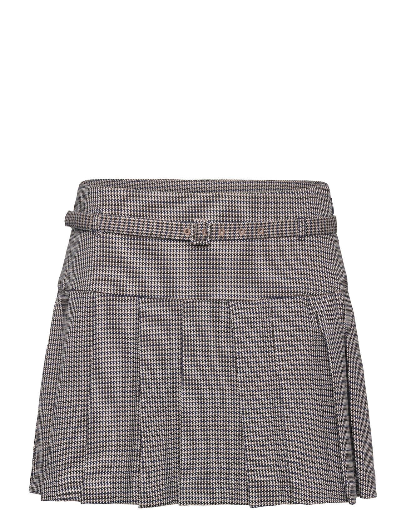 Houndstooth Belt Miniskirt Blue Mango