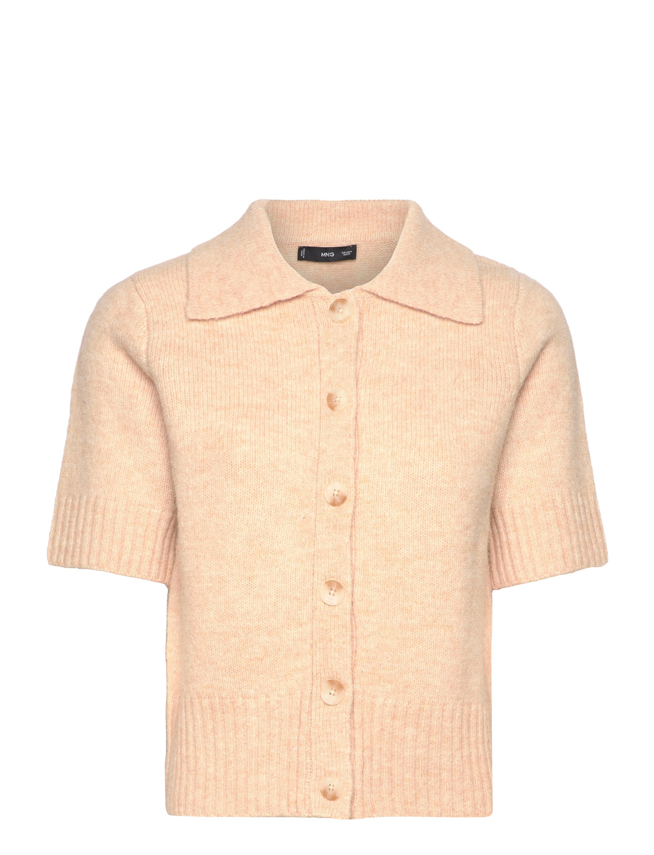 Short-Sleeved Cardigan With Shirt Collar Beige Mango