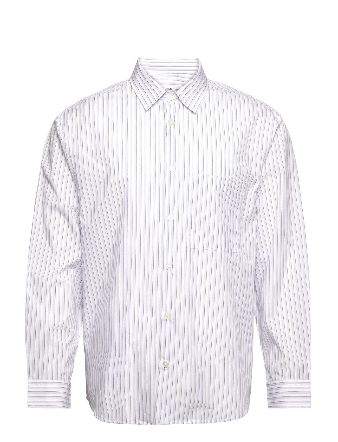 Striped Cotton Over D Shirt Blue Mango