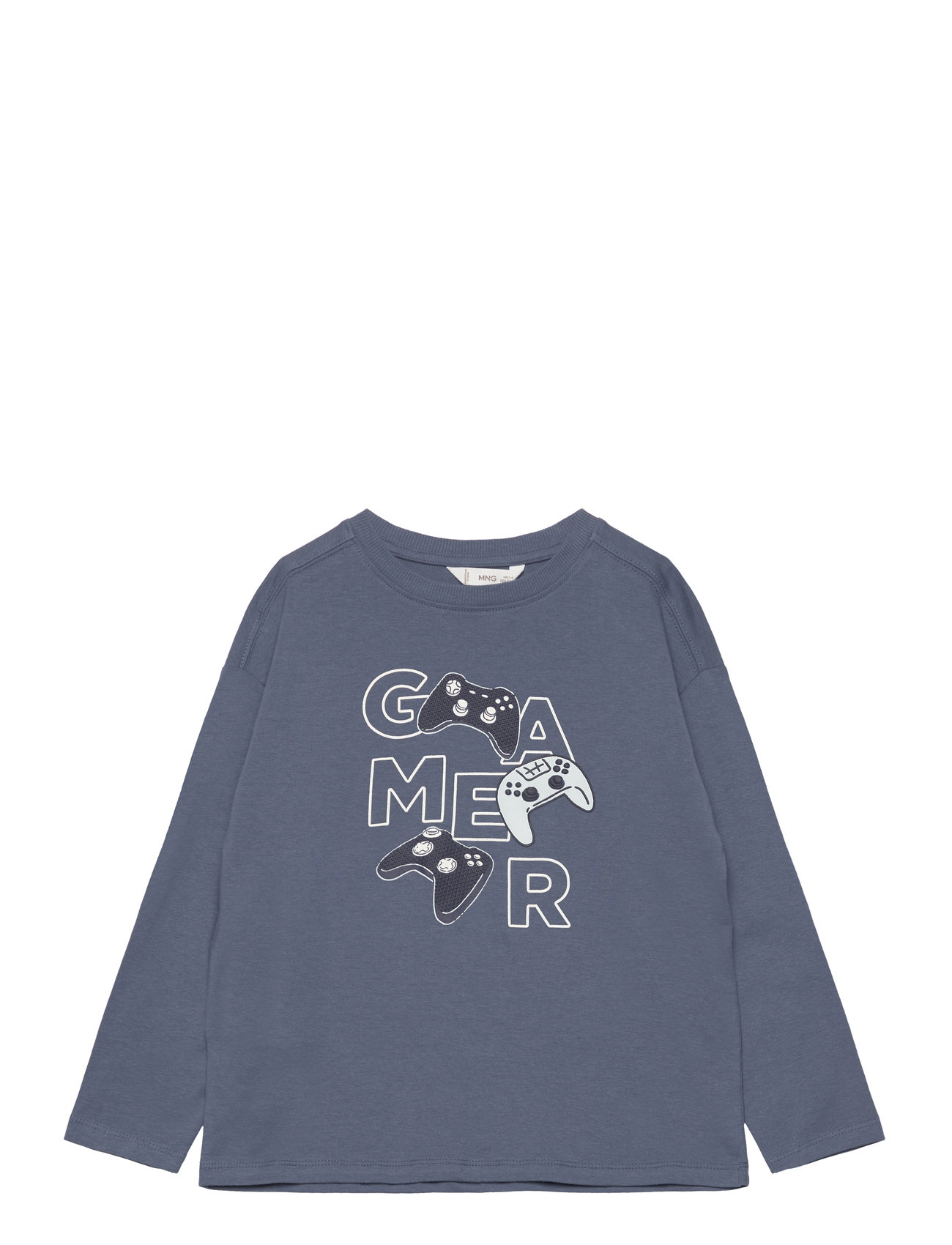 Printed Long Sleeve T-Shirt Blue Mango