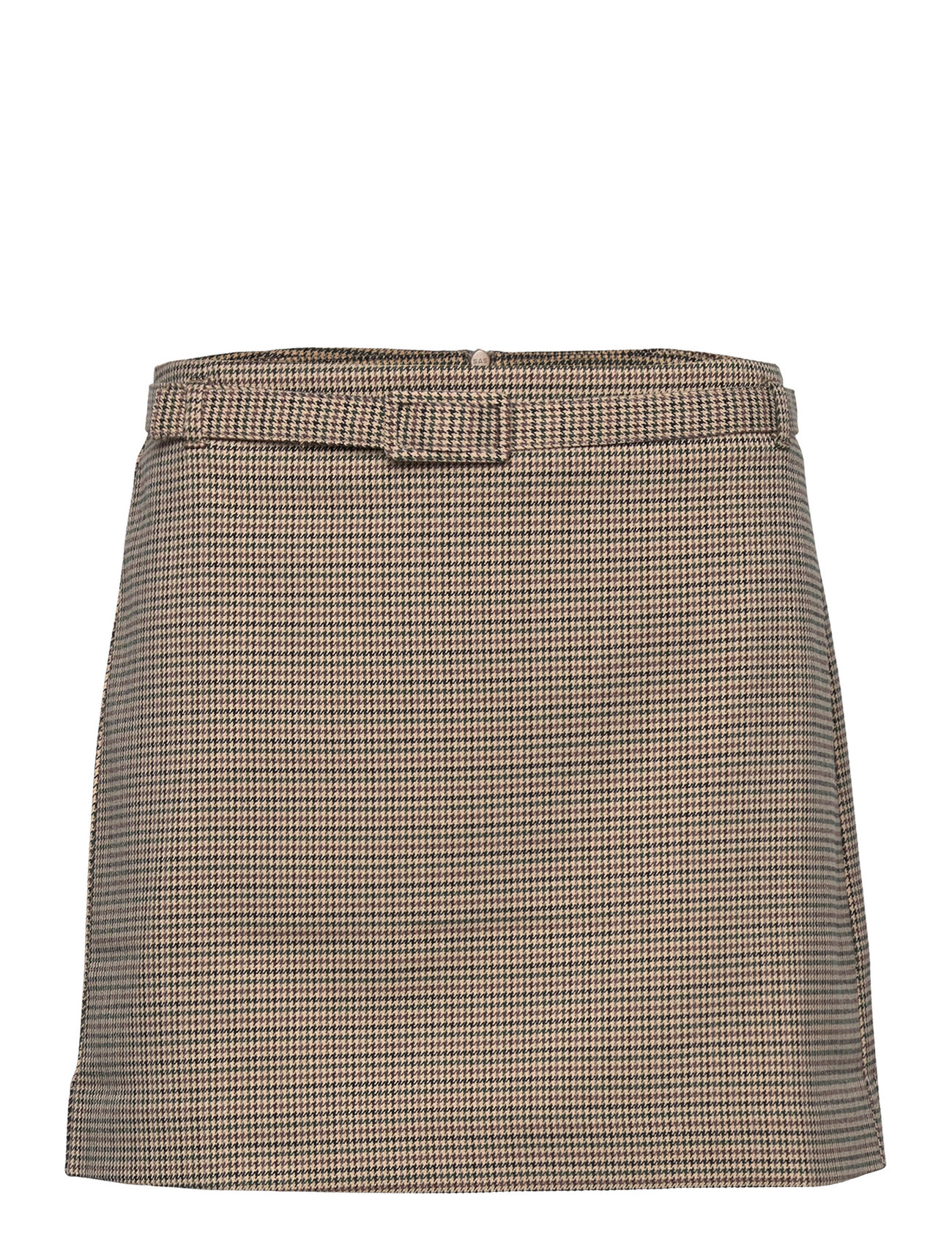 Houndstooth Belt Miniskirt Brown Mango