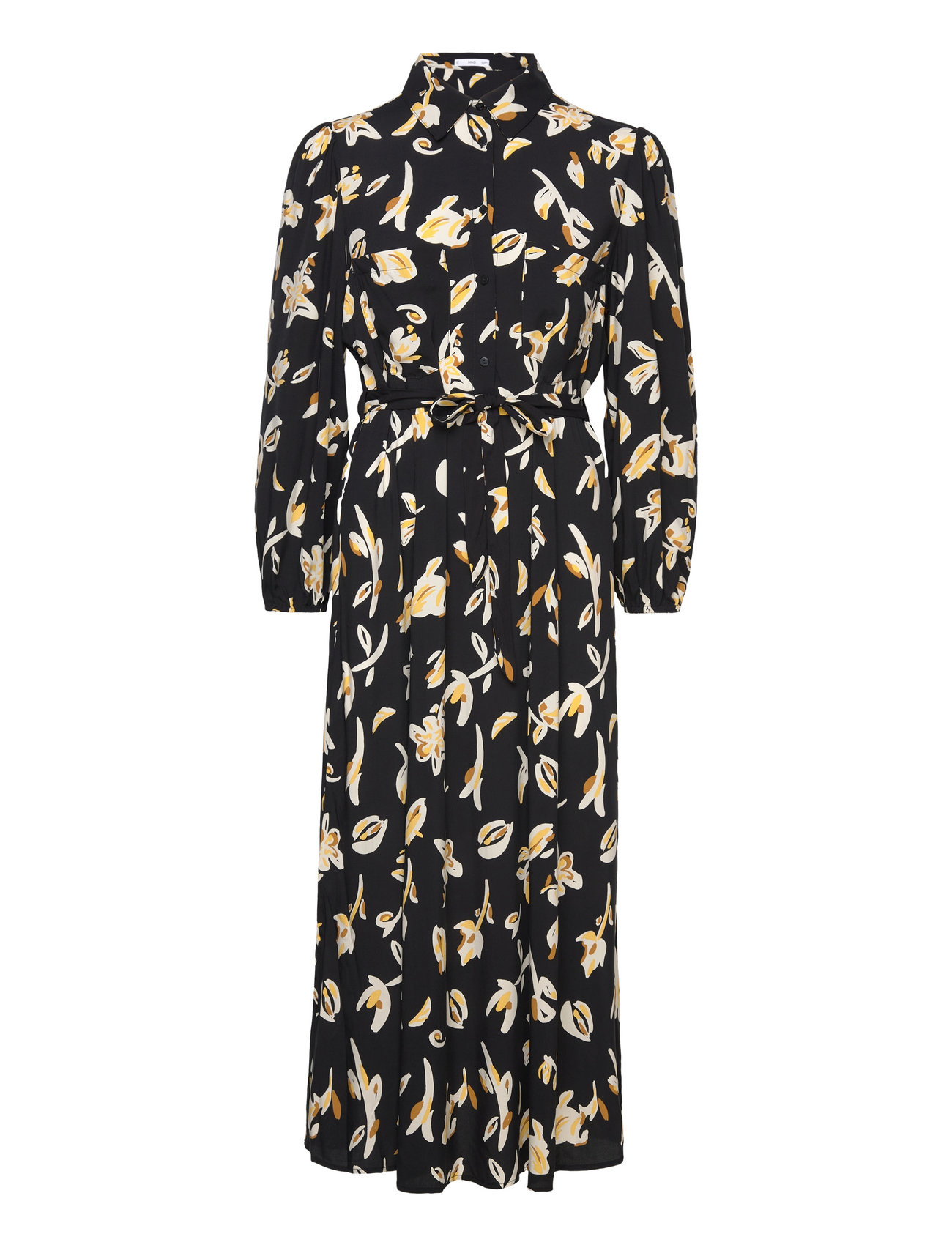 MANGO Printed Shirt Kleid Schwarz - XS - Damen
