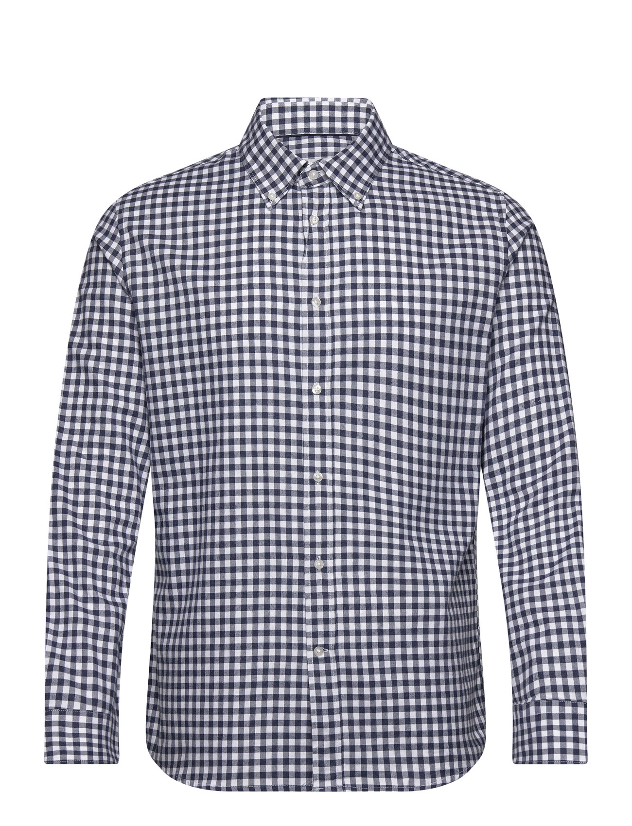 Gingham Check Cotton Shirt Tops Shirts Casual Navy Mango