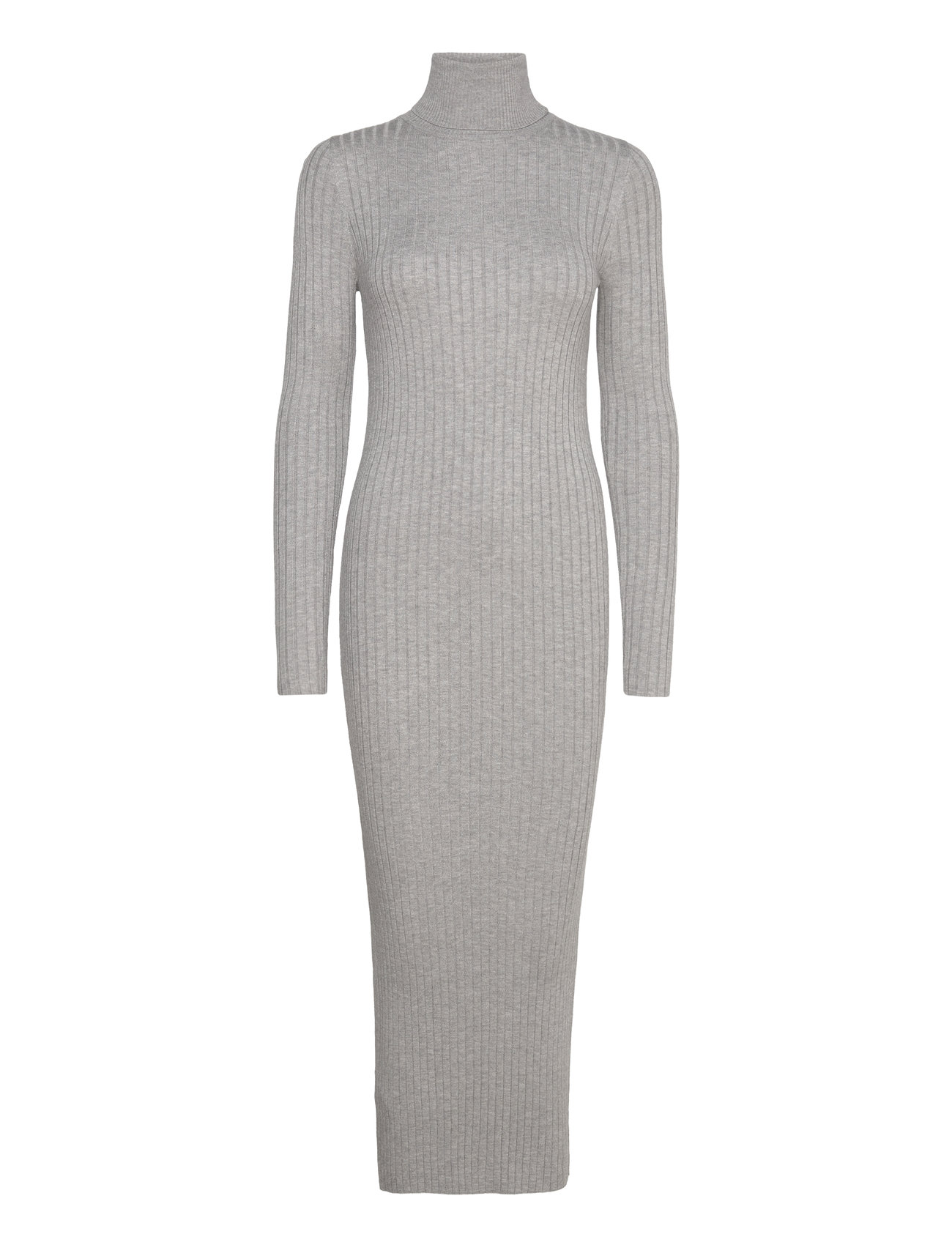 Turtleneck Ribbed Midi-Dress Grey Mango