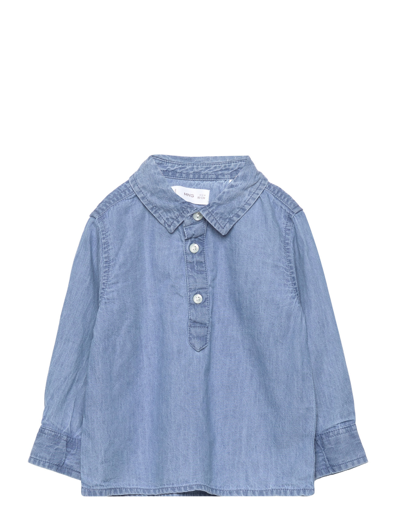 Cotton Denim Shirt Tops Shirts Long-sleeved Shirts Blue Mango