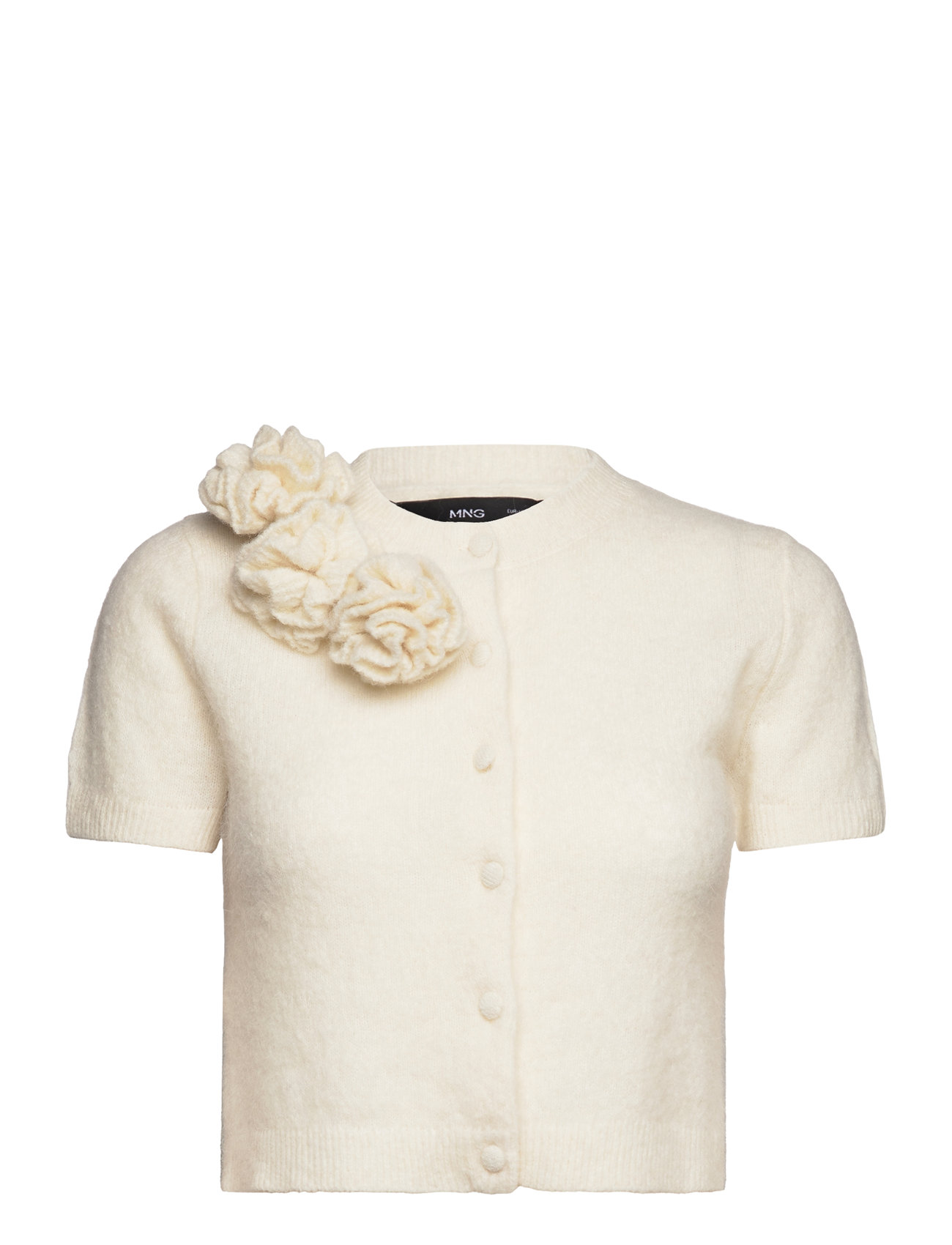 Alpaca Cardigan With Flower Detail Cream Mango