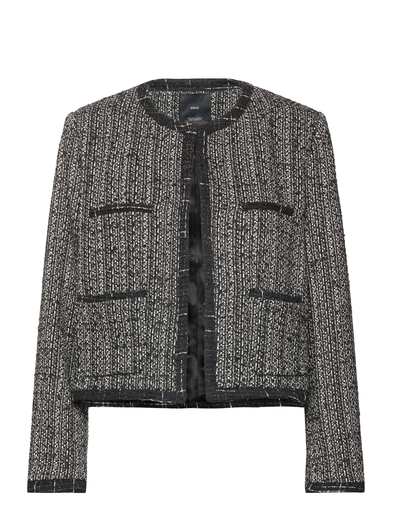 Mango Trim Tweed Jacket Svart