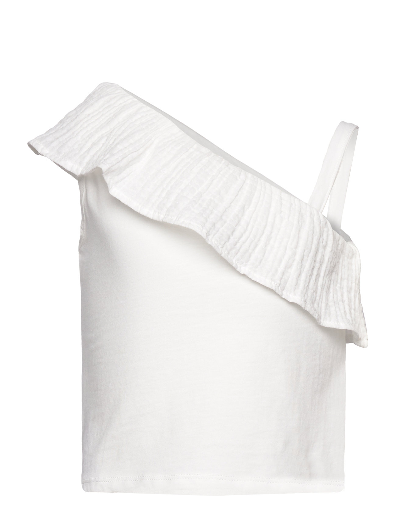 Ruffled Asymmetric T-Shirt White Mango