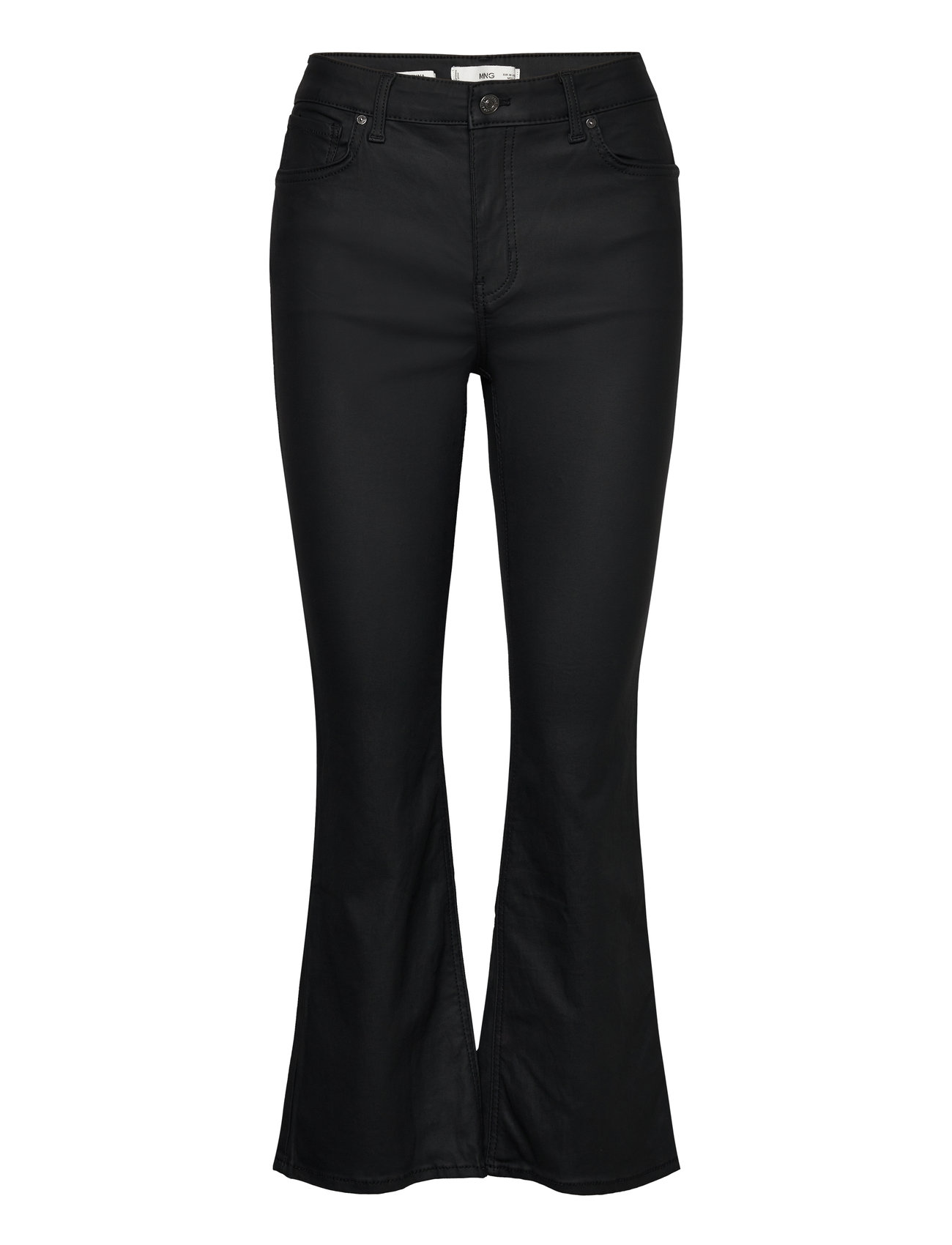 Sienna Flare Crop Waxed Jeans Bottoms Jeans Flares Black Mango