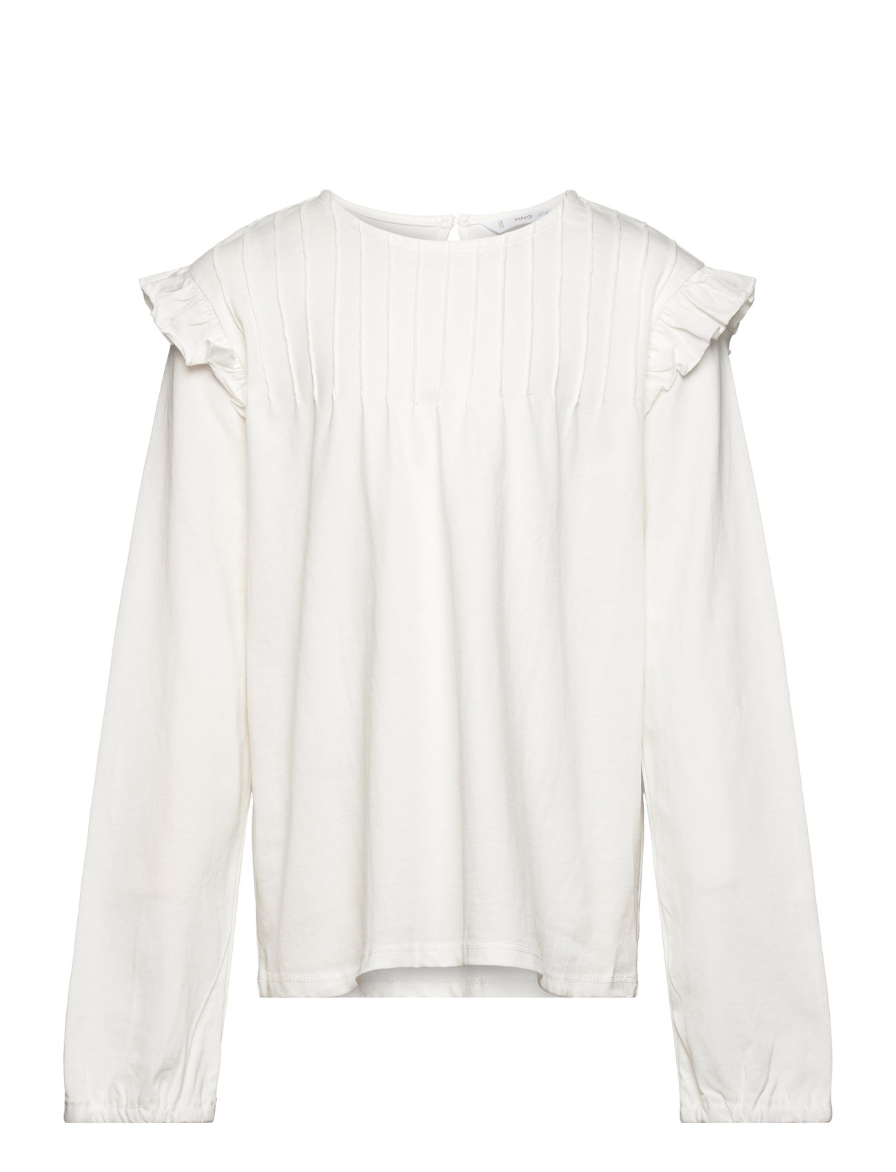 Long -Sleeved T-Shirt With Ruffles White Mango