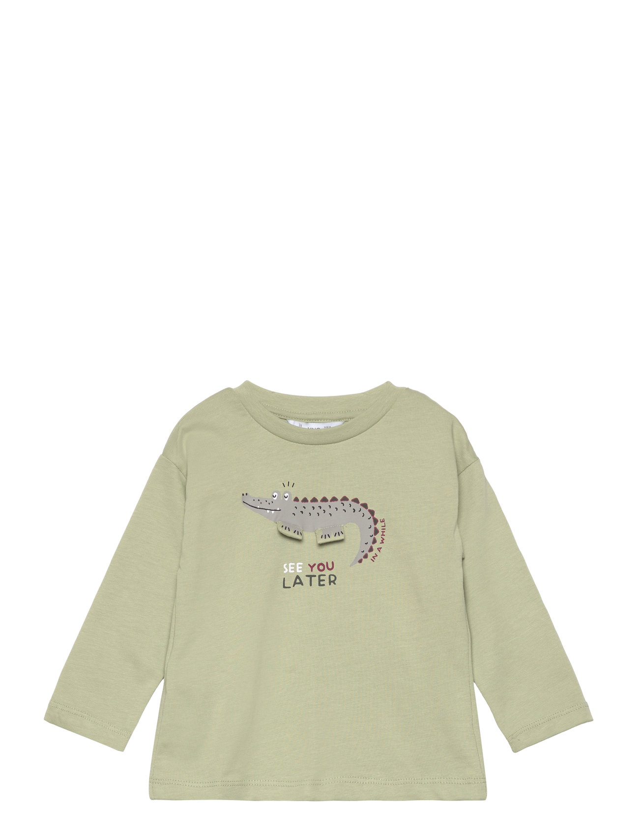 Mango Long-Sleeved T-Shirt With Embossed Print Grön