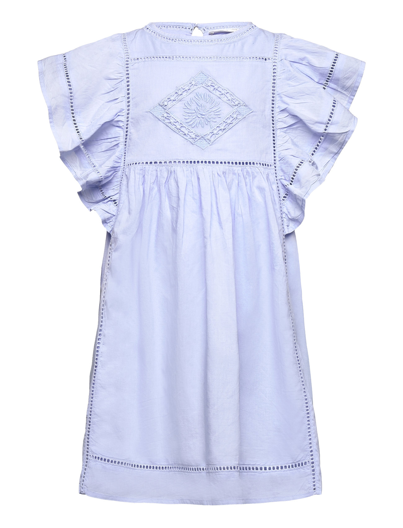 Broderie Anglaise Ruffled Dress Dresses & Skirts Dresses Casual Dresses Short-sleeved Casual Dresses Blue Mango
