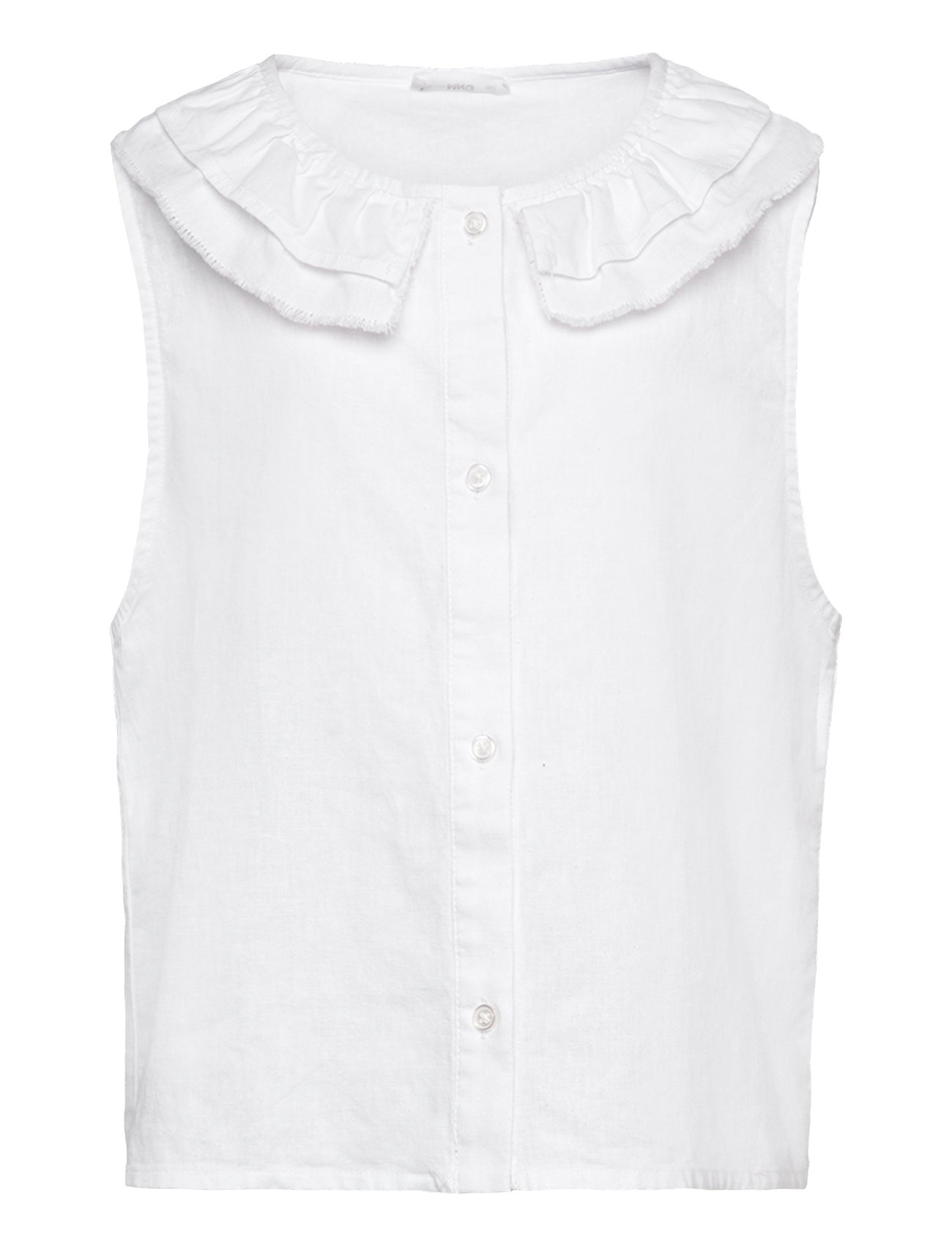 Button Linen-Blend Blouse White Mango
