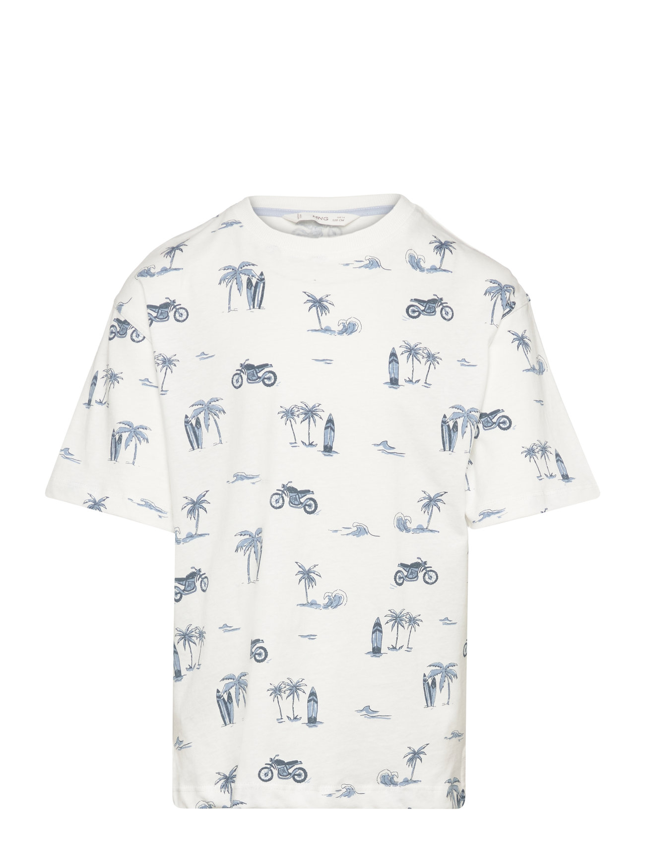 Printed Cotton-Blend T-Shirt White Mango
