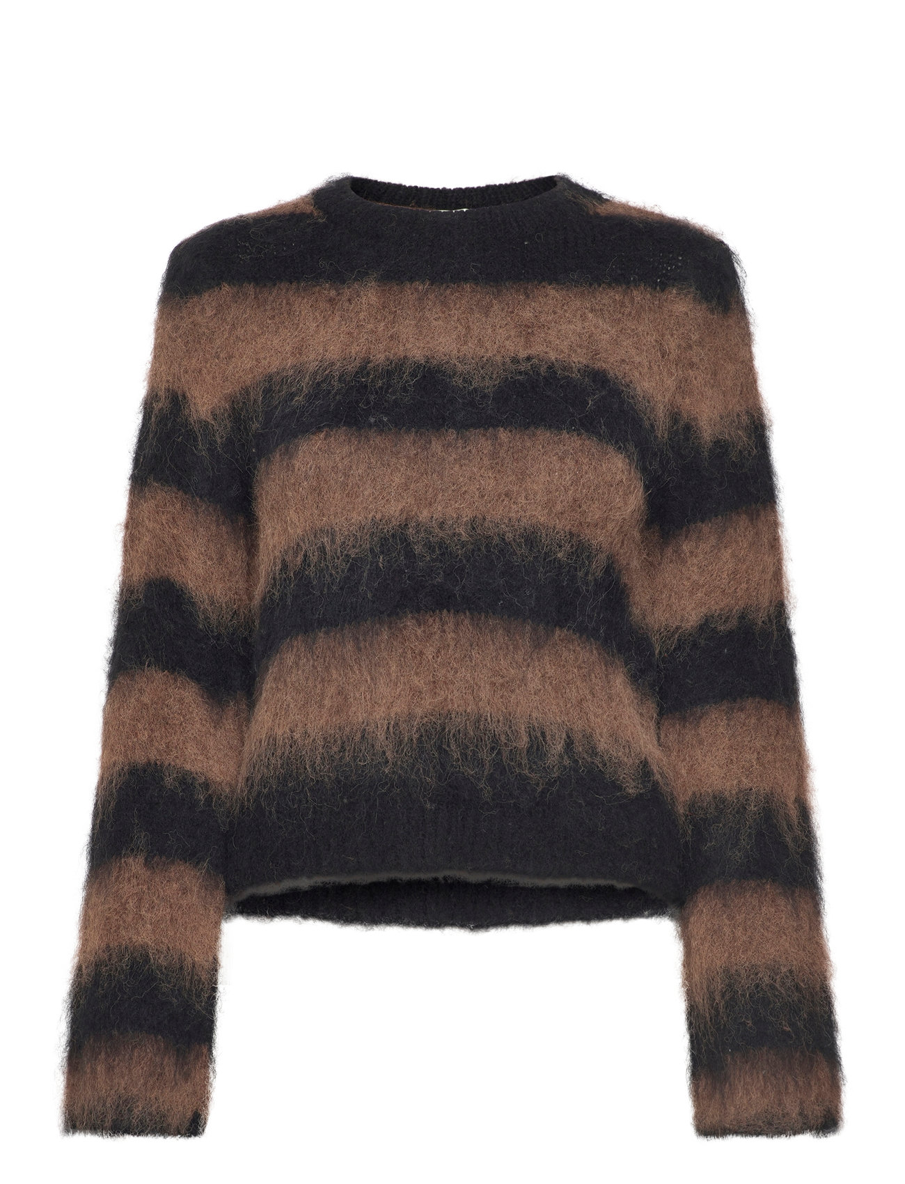Fur-Effect Knitted Sweater Brown Mango