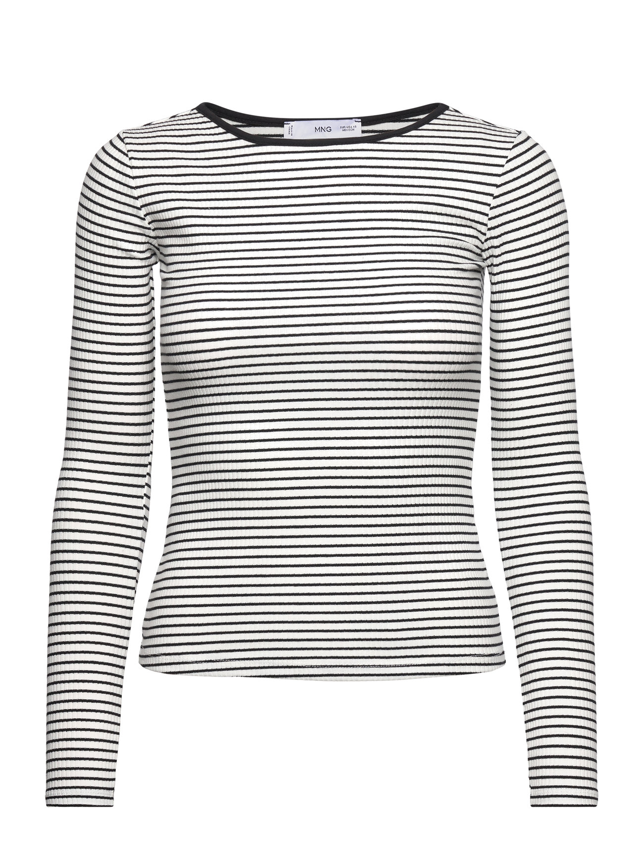 Striped Rib T-Shirt Black Mango