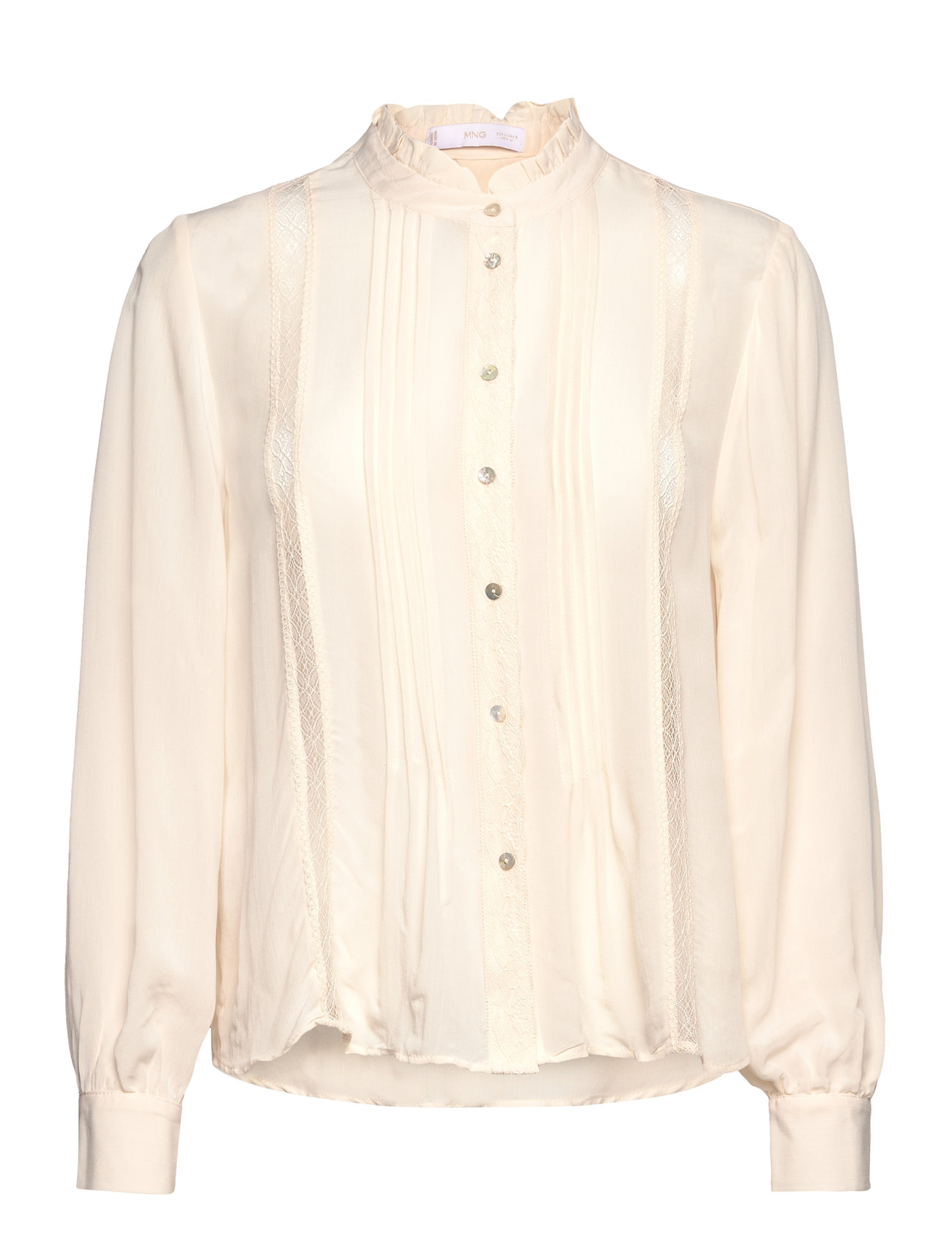 Lace Trim Shirt Cream Mango