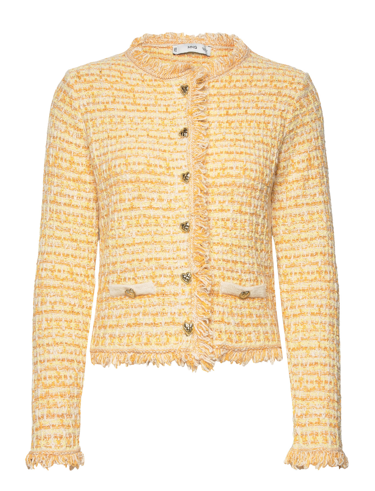 Pocket Tweed Cardigan Yellow Mango