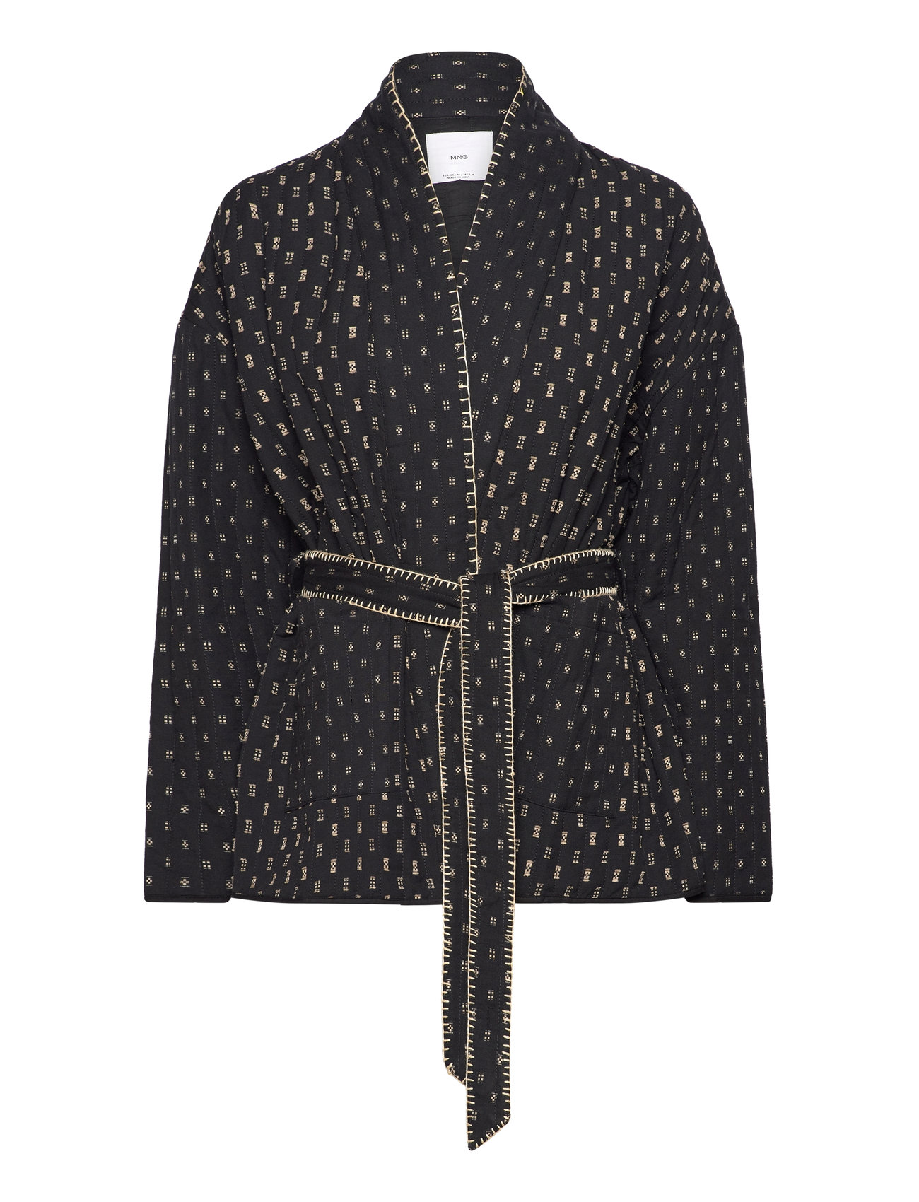 Quilted Jacket With Embroidered Details Navy Mango