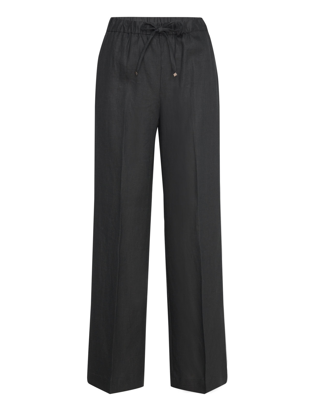 Linen-Blend Elastic Waist Trousers Black Mango