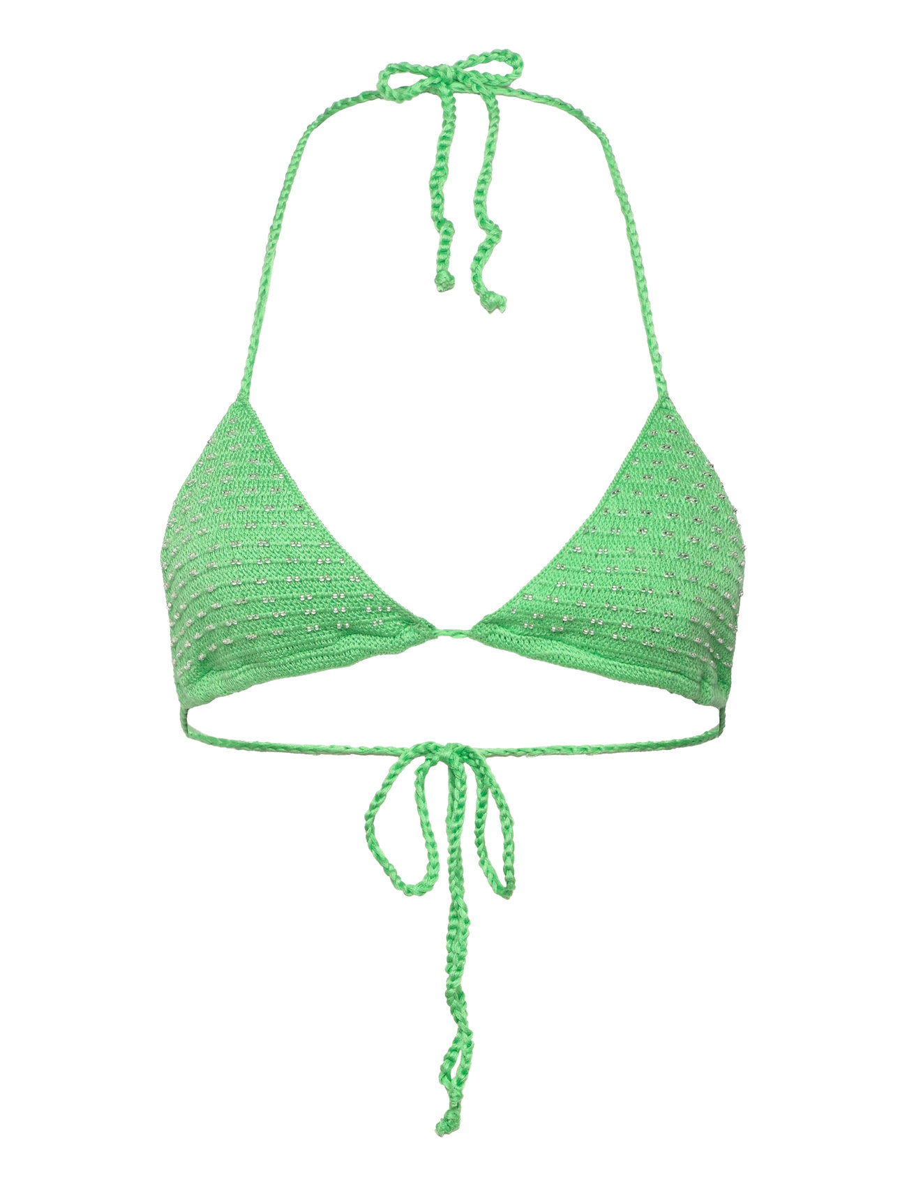 Beaded Crochet Bikini Top Swimwear Bikinis Bikini Tops Triangle Bikinitops Green Mango