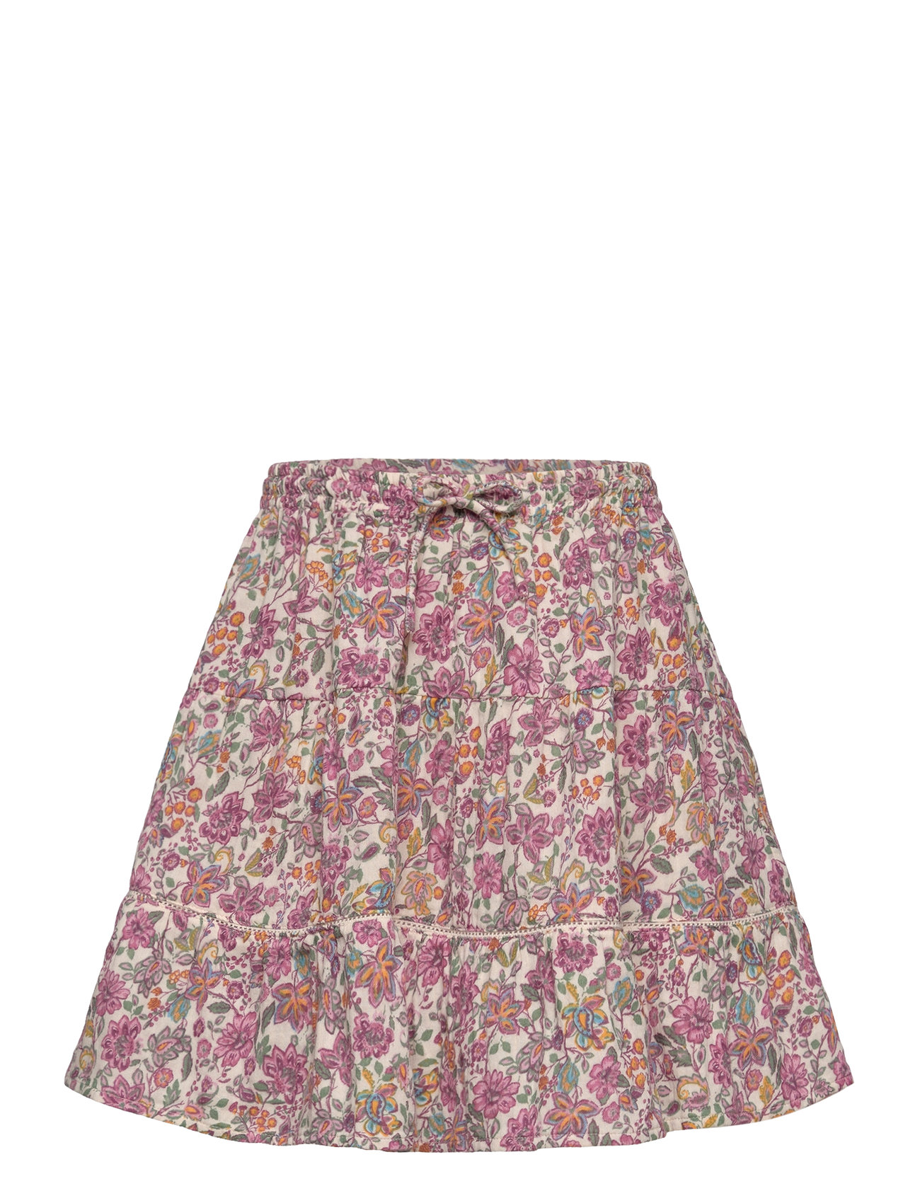 Ruffle Flower Print Skirt Dresses & Skirts Skirts Midi Skirts Pink Mango