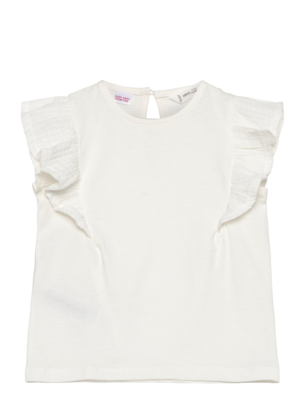 Short-Sleeved Ruffle T-Shirt White Mango 161563