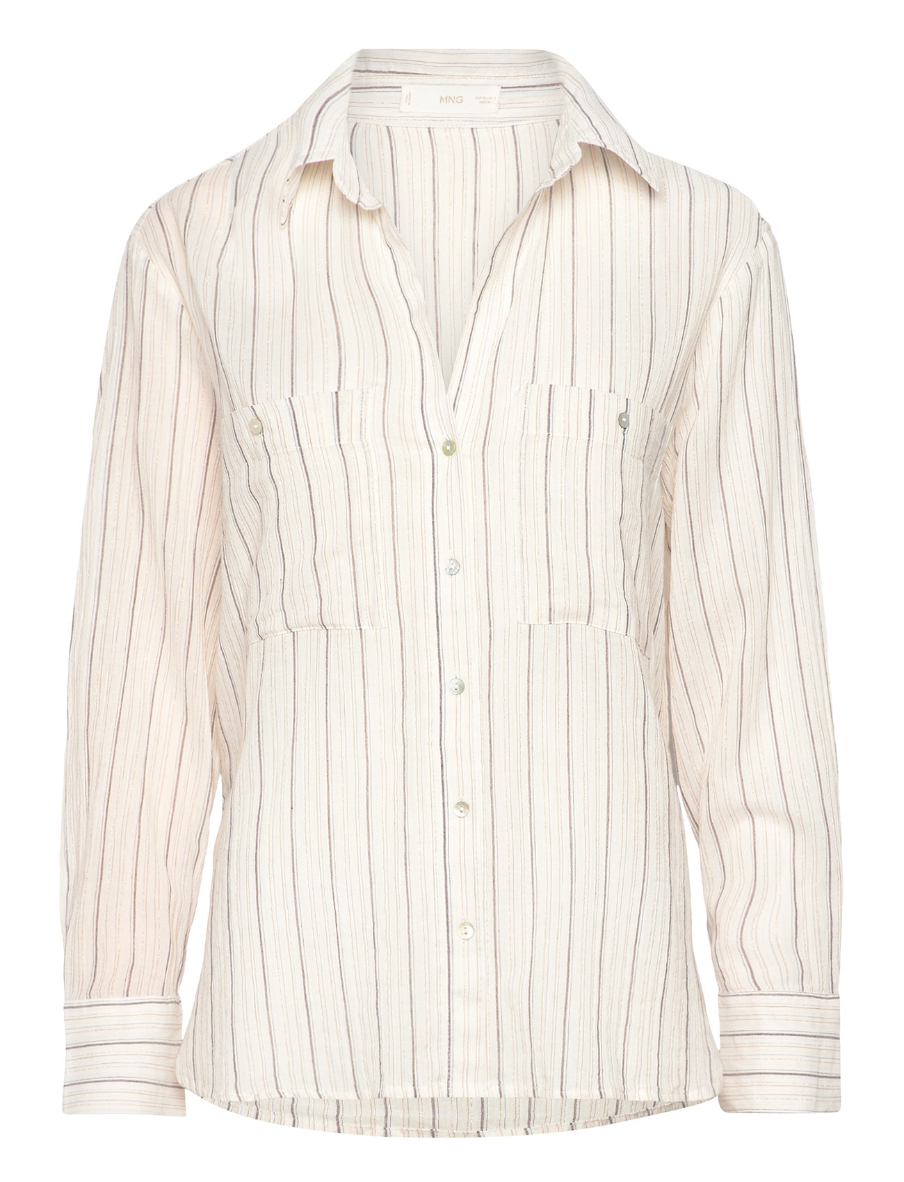 Pocket Striped Shirt Beige Mango