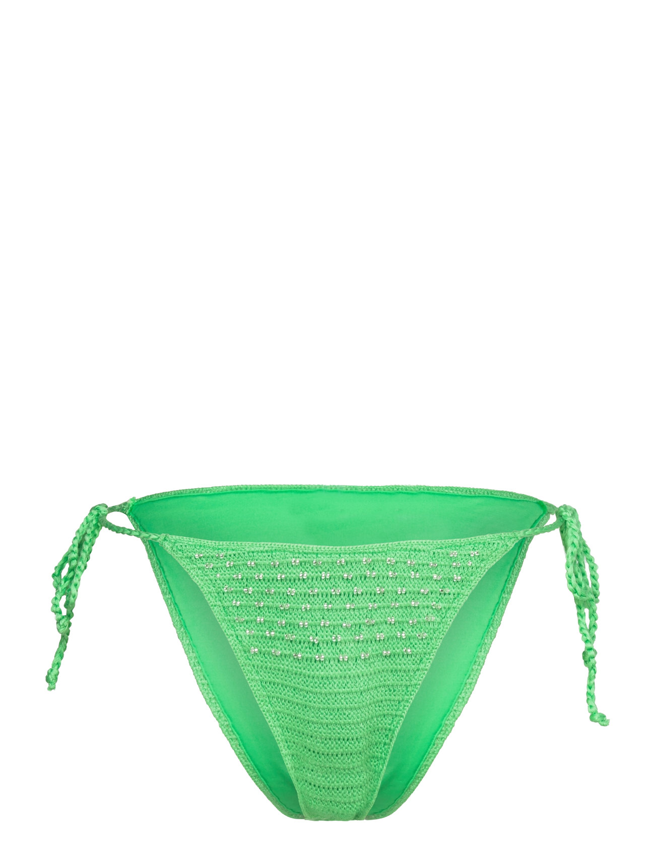 Beaded Crochet Bikini Bottoms Swimwear Bikinis Bikini Bottoms Side-tie Bikinis Green Mango