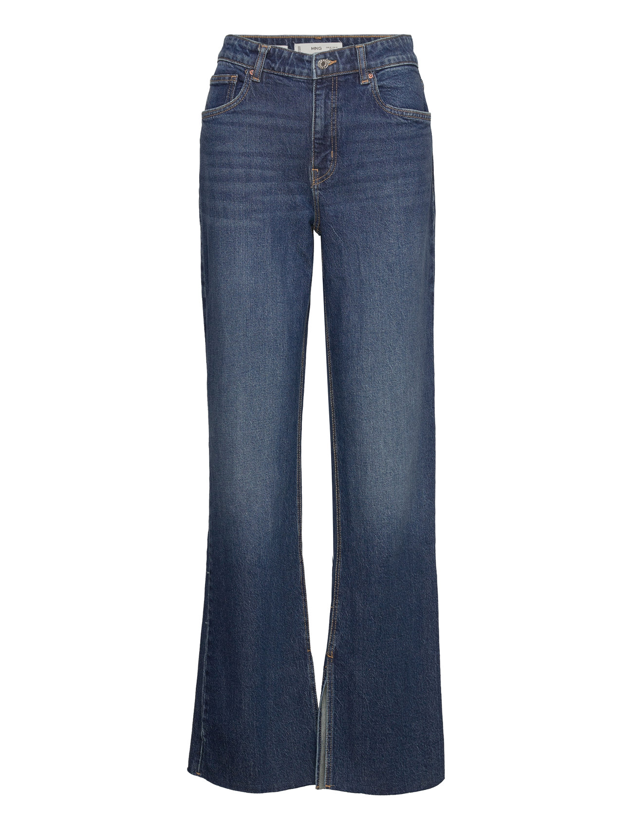 Mango Medium-Rise Straight Jeans With Slits Blå